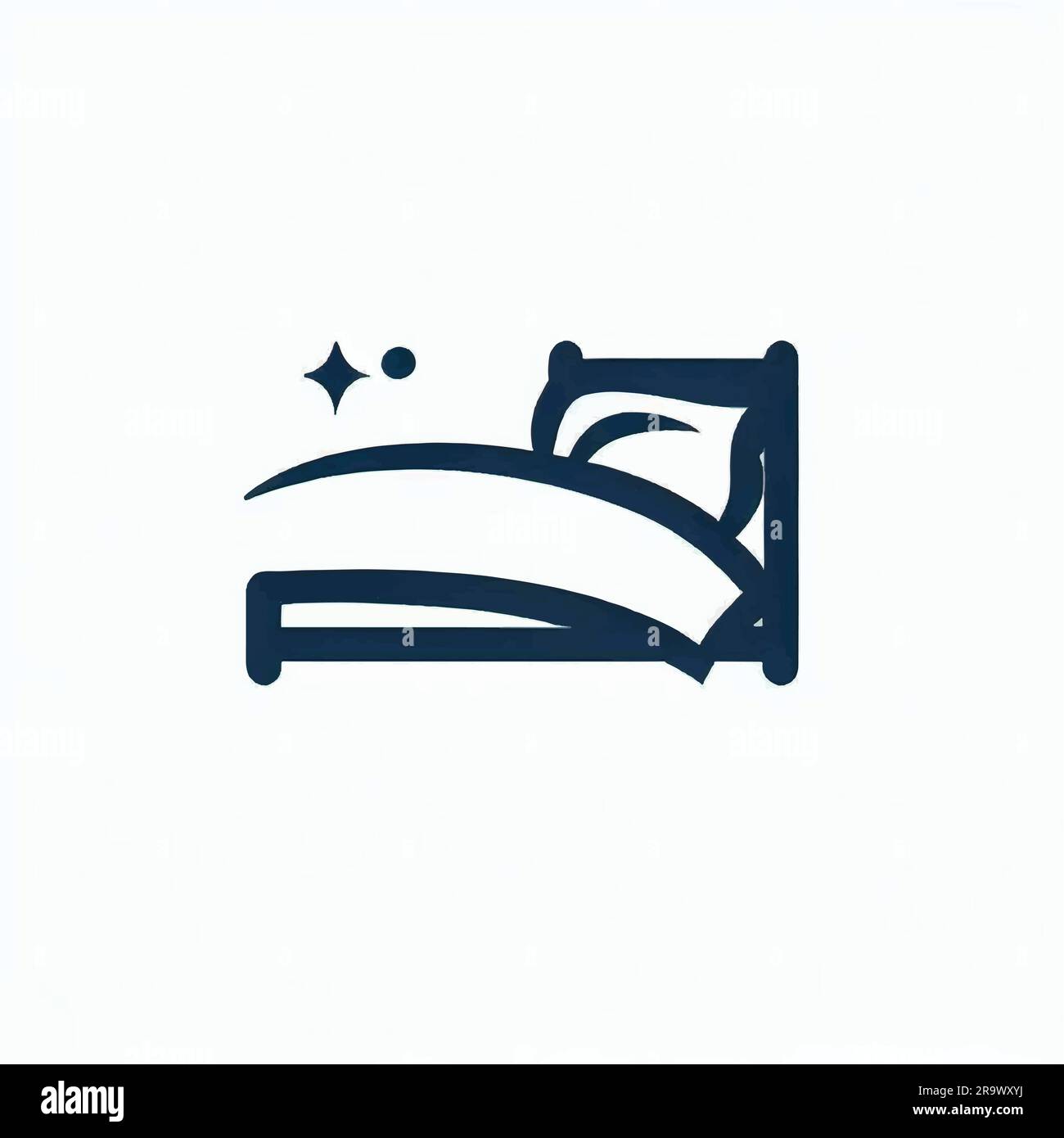 illustrazione del logo del letto di colore blu Illustrazione Vettoriale