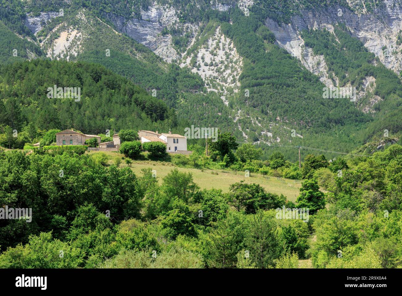 Vista sui monti Ventoux Nyons Drome, Francia Foto Stock