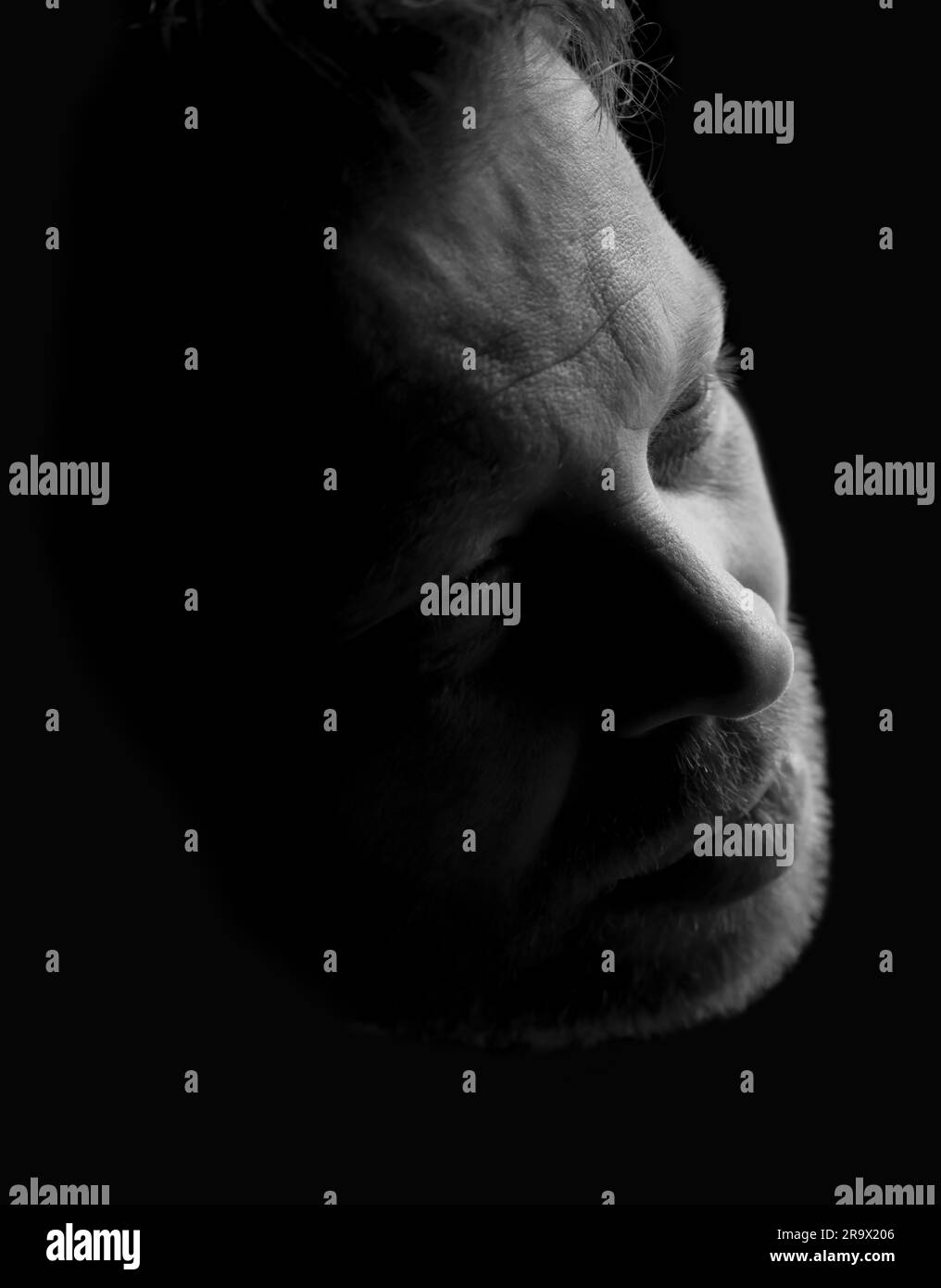 Colpo alla testa di un uomo maturo e bello con la barba in Svizzera Foto Stock