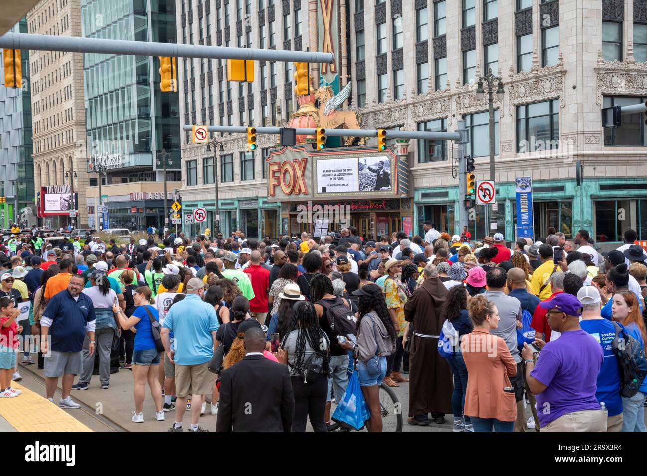 Detroit, Michigan USA, 24 giugno 2023, A Freedom Walk, organizzato dalla NAACP, celebra la Walk to Freedom di Martin Luther King Jr. Nel 1963. A quell'evento Foto Stock