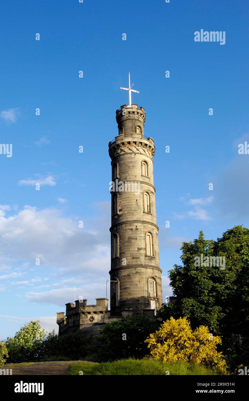 Nelson Monument, Edimburgo, Lothian, Scozia, Edinburg, Guerre napoleoniche, Monumento a Nelson Foto Stock