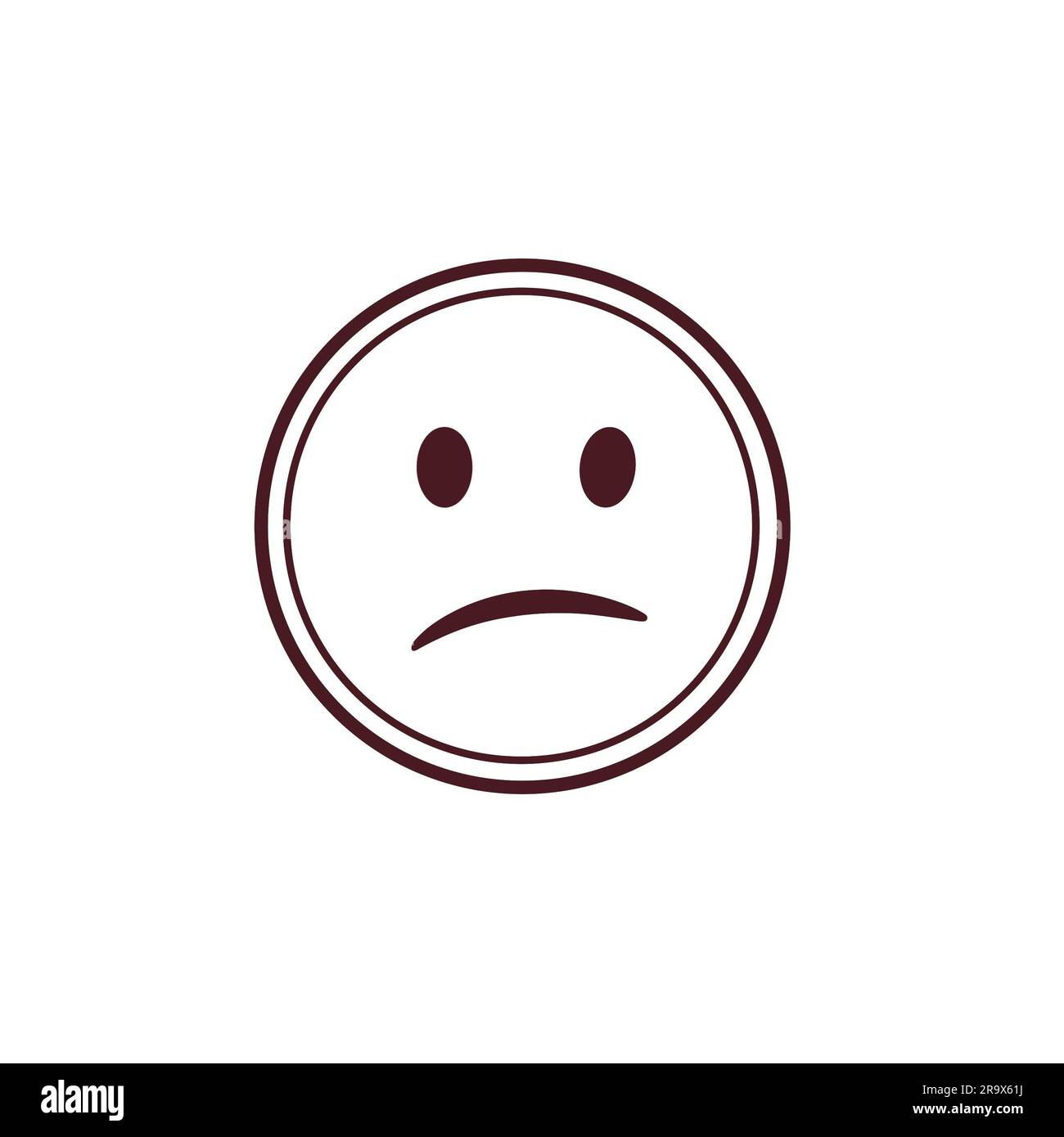 Triste emoticon. Triste icona emoticon. Icona di Instagram per i momenti salienti, le storie, i siti e altri social network. Foto Stock