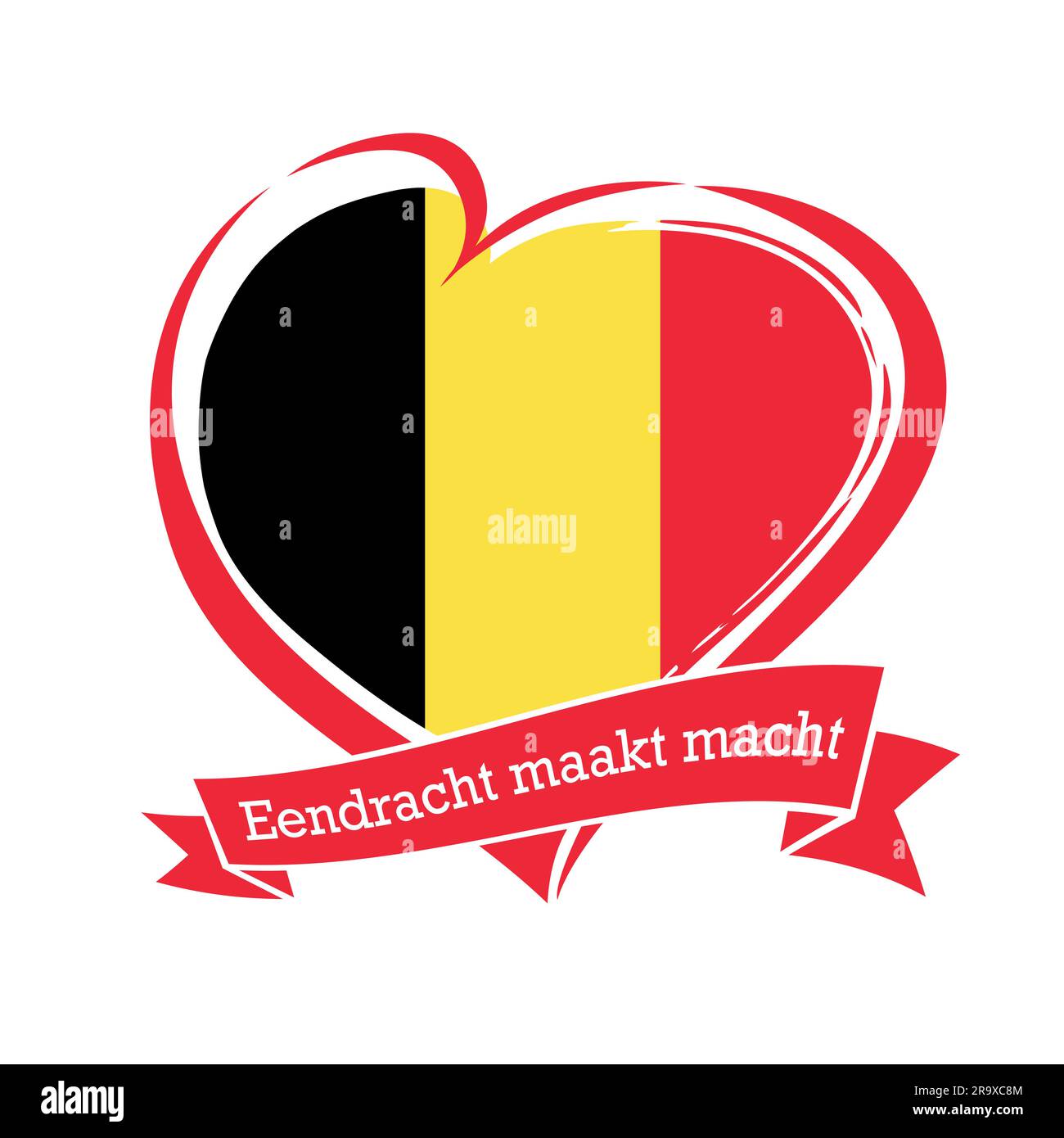 Slogan olandese - eendracht maakt macht - l'unità fa forza. Logo della bandiera belga creativa. Grafica T-shirt, elementi di design regalo con pennello st Illustrazione Vettoriale