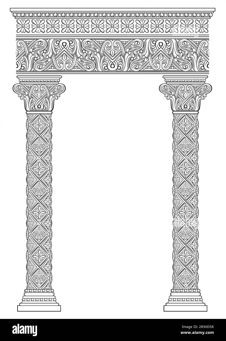 Vettore. Struttura dell'arco architettonico gotico veneziano o galleria Illustrazione Vettoriale
