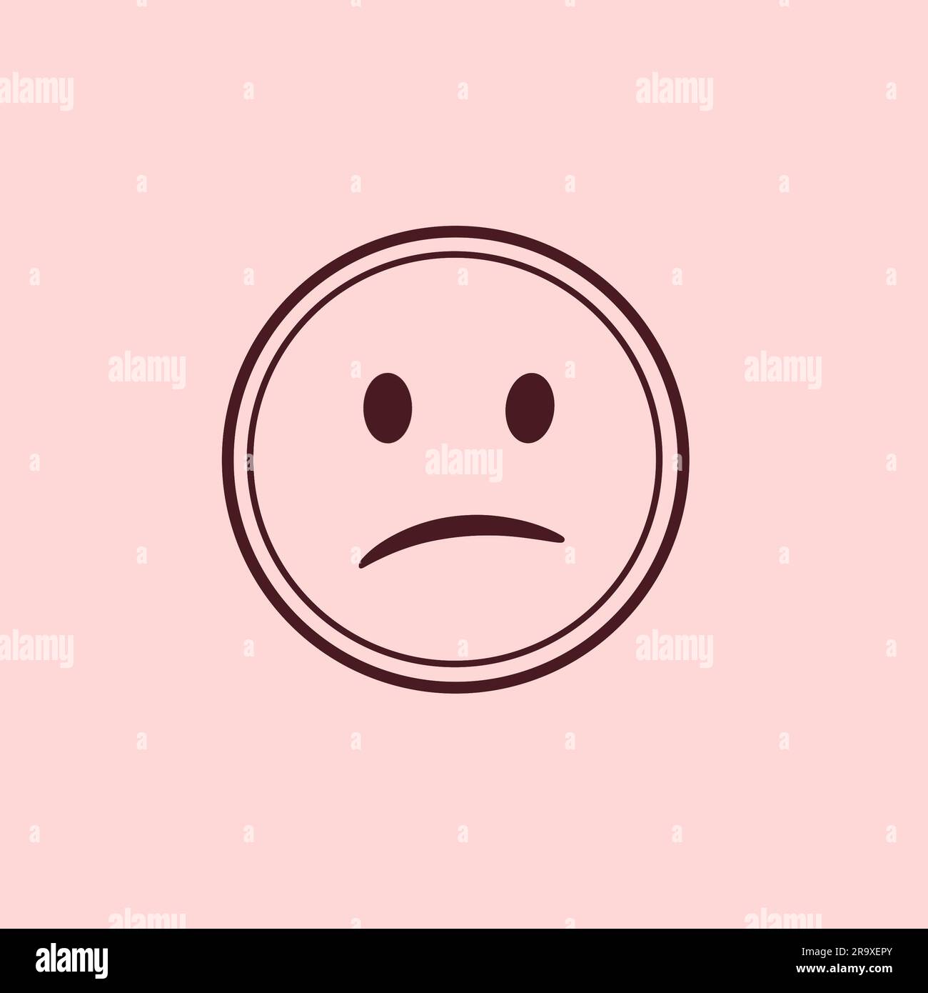 Triste emoticon. Triste icona emoticon. Icona di Instagram per i momenti salienti, le storie, i siti e altri social network. Foto Stock