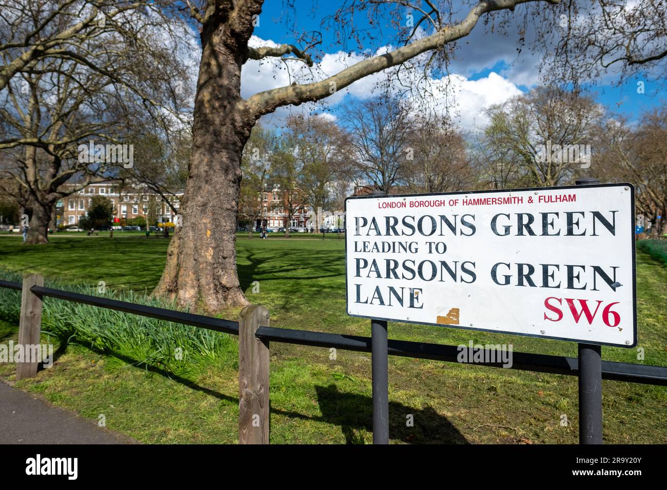 LONDRA- APRILE 2023: Parsons Green in SW6, sud-ovest di Londra- Foto Stock