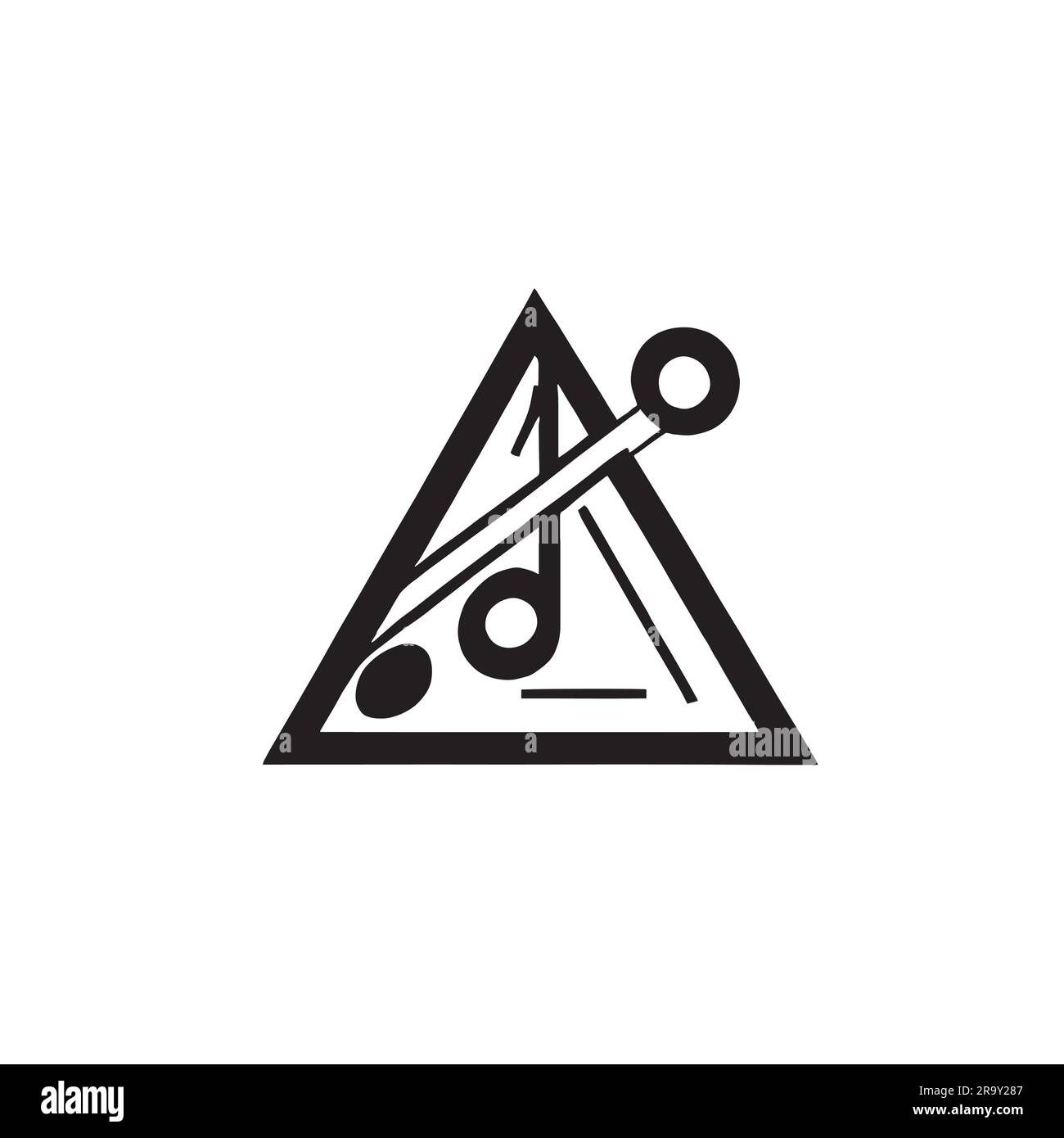 Logo a figura dello strumento musicale Triangle di colore nero Illustrazione Vettoriale