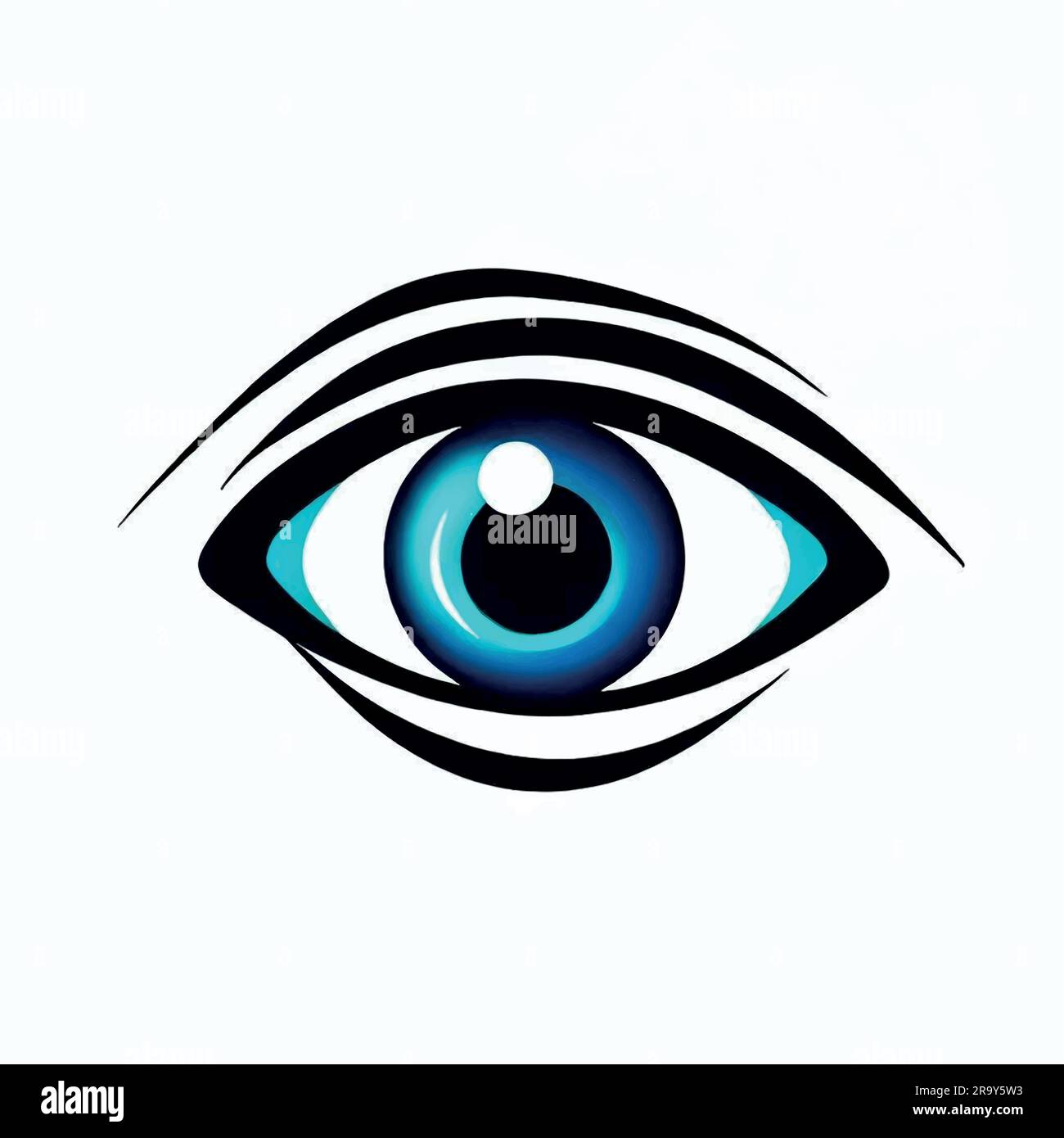 illustrazione del logo eye in blu su uno schermo bianco Illustrazione Vettoriale