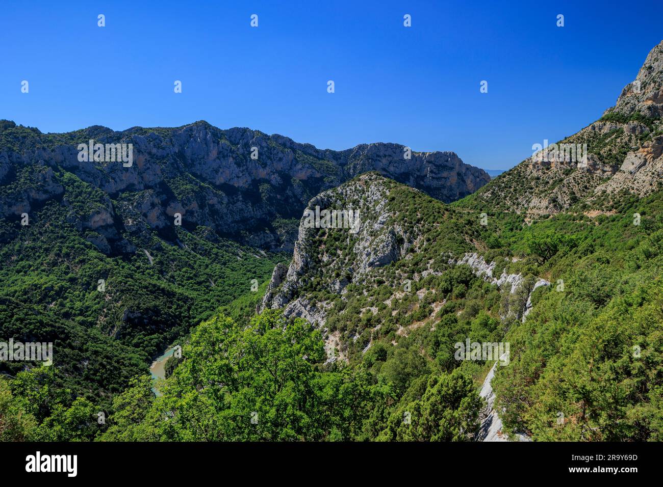 Visita turistica della Gola del Verdon al Belvedere Mayreste Var Alpes-de-Haute-Provence Provence-Alpes-Cote d'Azur Francia Foto Stock