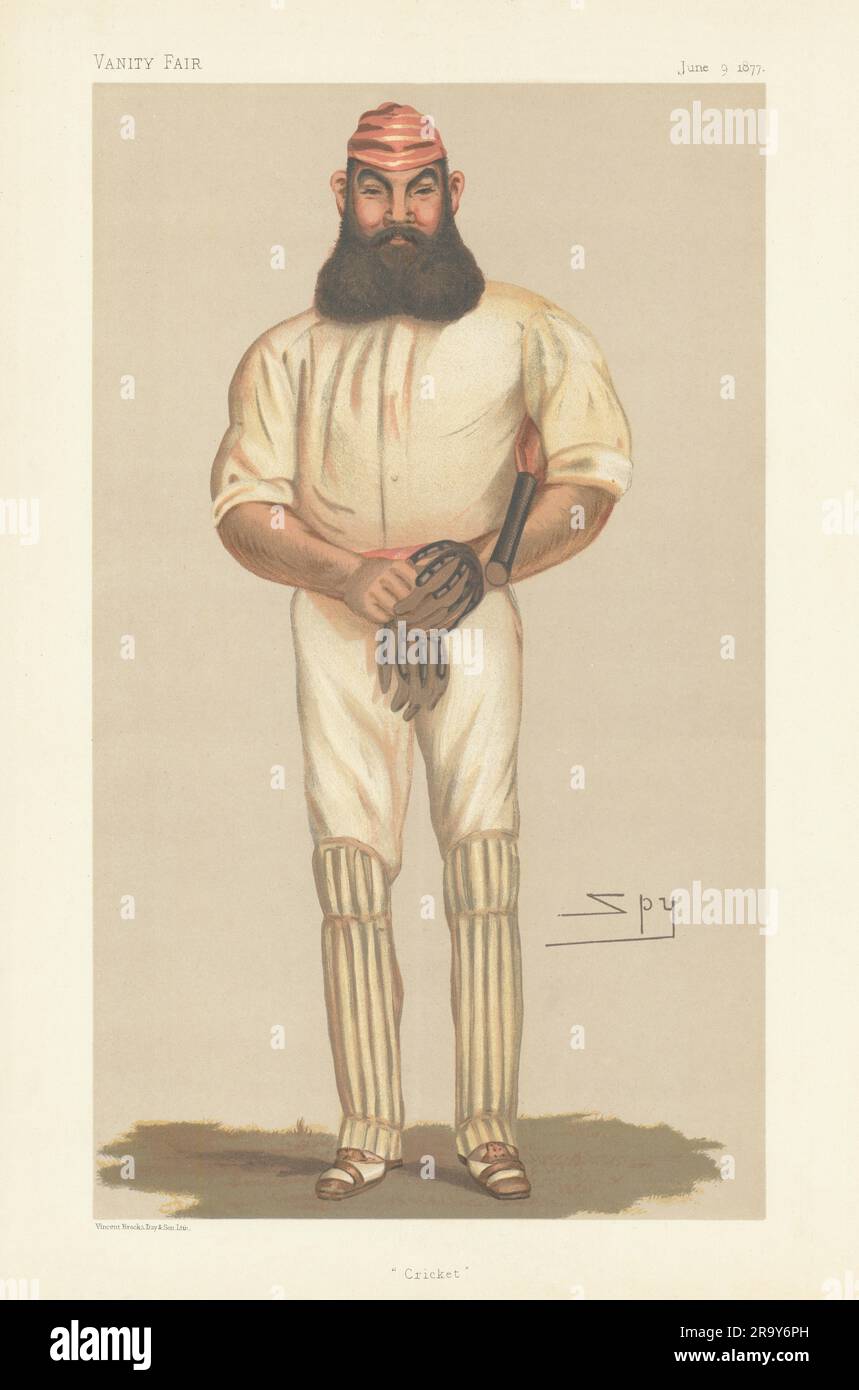 IL CARTONE ANIMATO SPIA VANITY FAIR W.G. (William Gilbert) Grace 'Cricket' Batsman 1877 Foto Stock