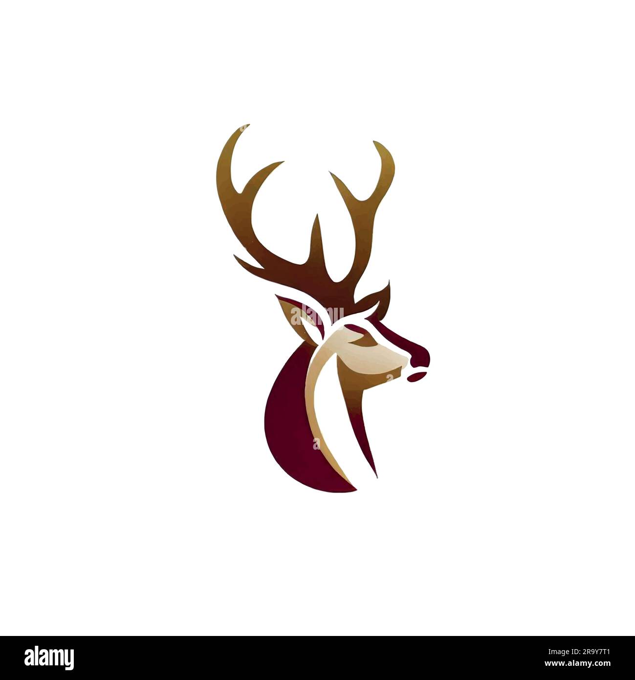 logo cervo in colori naturali su tela bianca Illustrazione Vettoriale