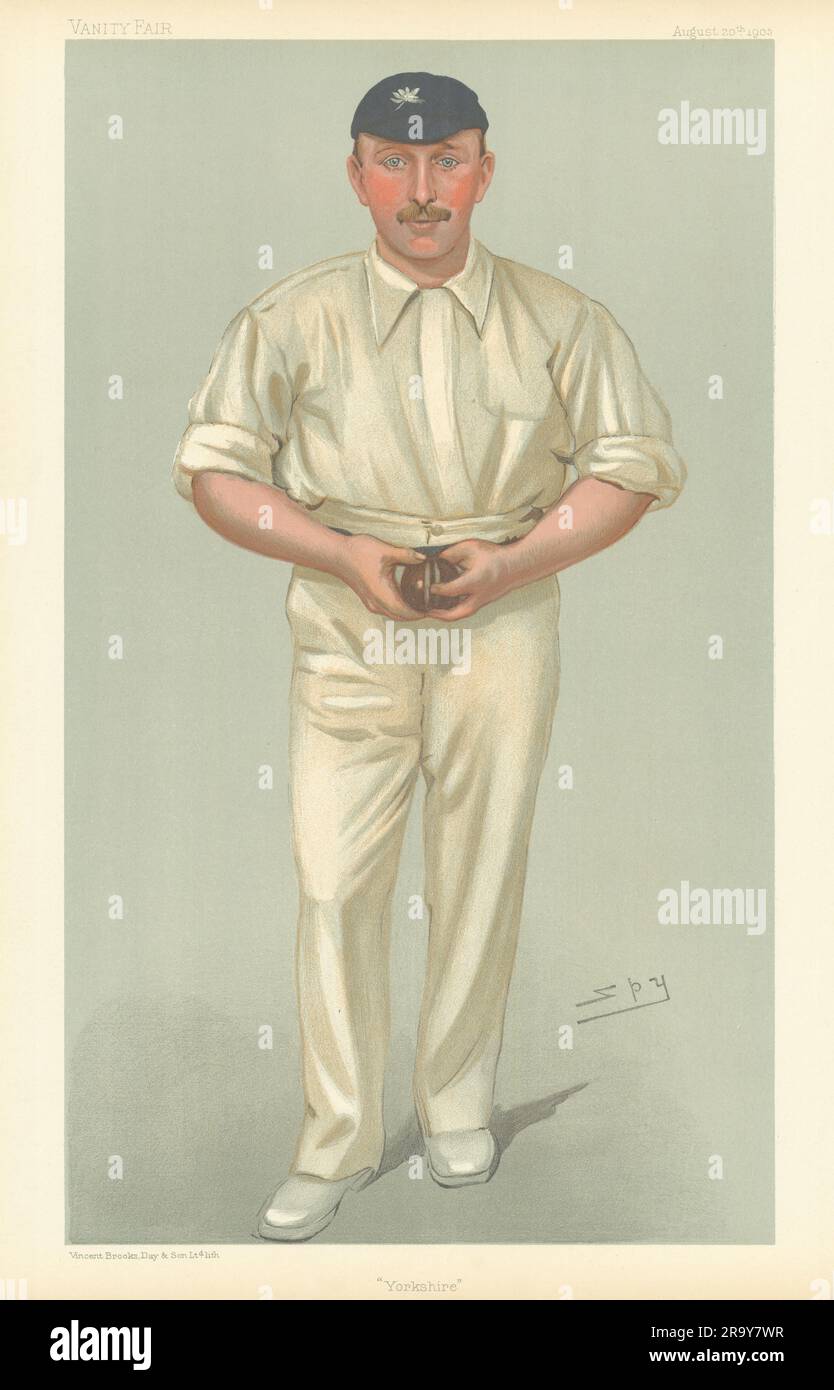 IL CARTONE ANIMATO DELLA SPIA VANITY FAIR George Herbert Hirst 'Yorkshire'. Stampa Cricket 1903 Foto Stock