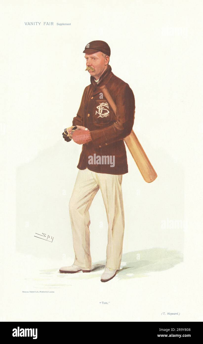 CARTONE ANIMATO SPIA VANITY FAIR Thomas Walter Hayward 'Tom' Cricket. Surrey battitore 1906 Foto Stock