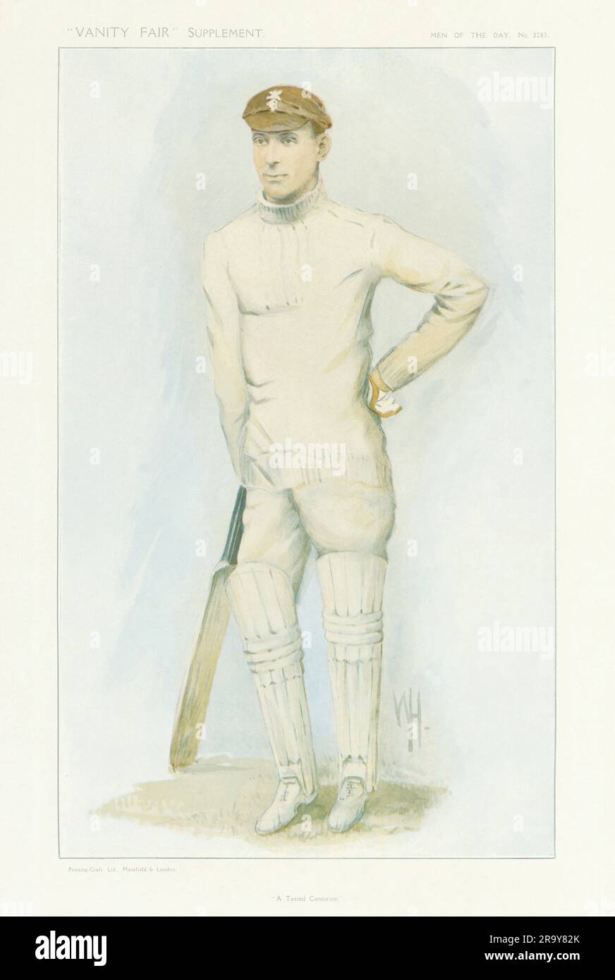 IL CARTONE ANIMATO SPIA VANITY FAIR Jack Hobbs "A tested Centurion" Cricket Batsman. WH 1912 Foto Stock