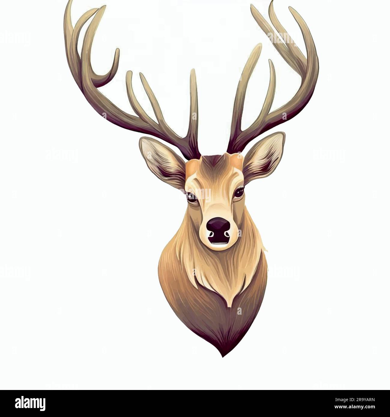 illustrazione del cervo su una tela bianca Illustrazione Vettoriale
