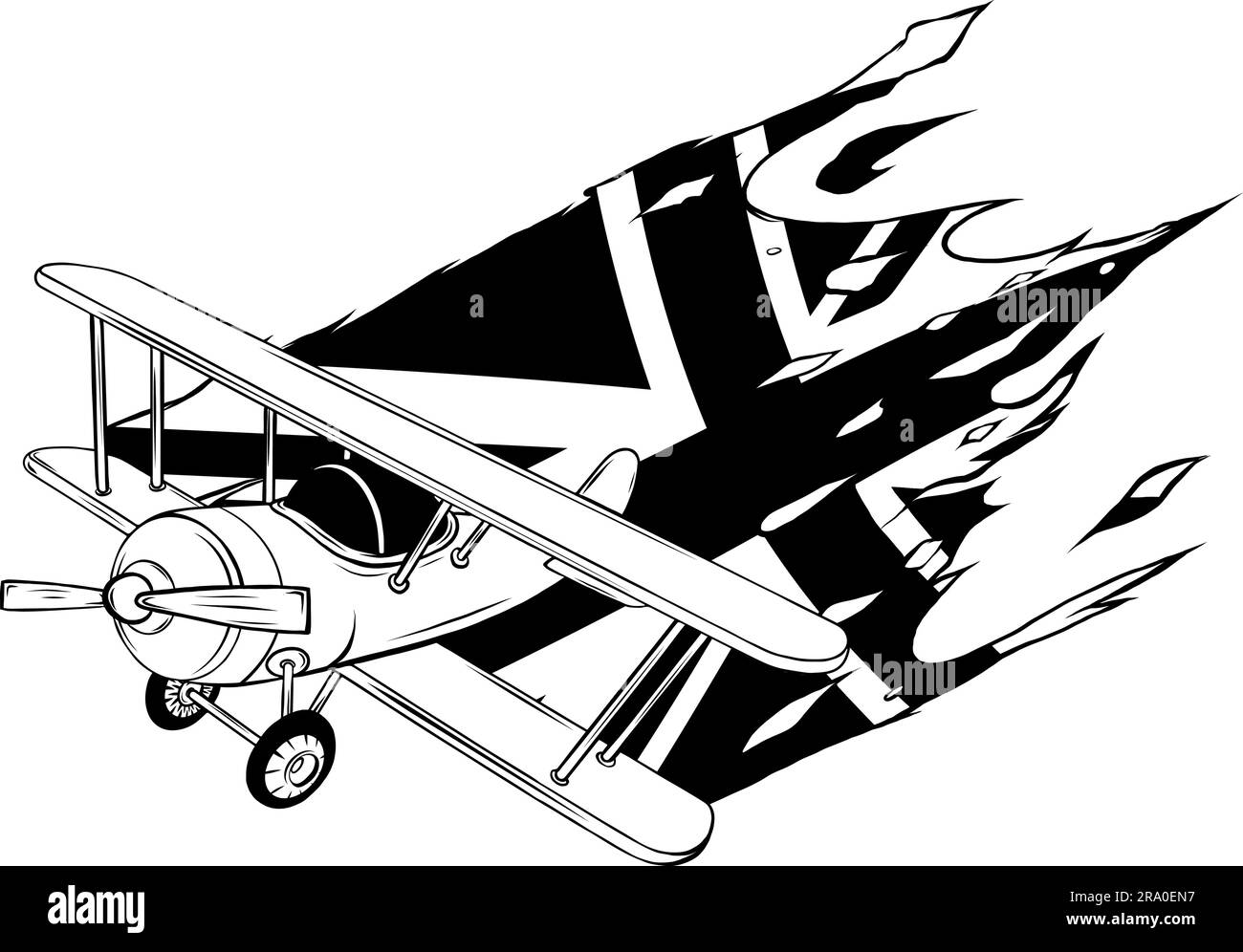 Illustrazione vettoriale di un aeroplano in bianco e nero Illustrazione Vettoriale