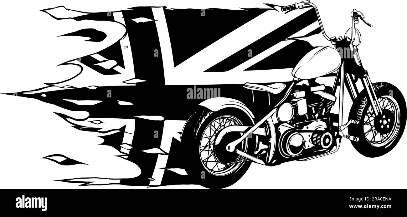 Concept motociclistico d'epoca in bianco e nero illustrazione vettoriale isolata Illustrazione Vettoriale
