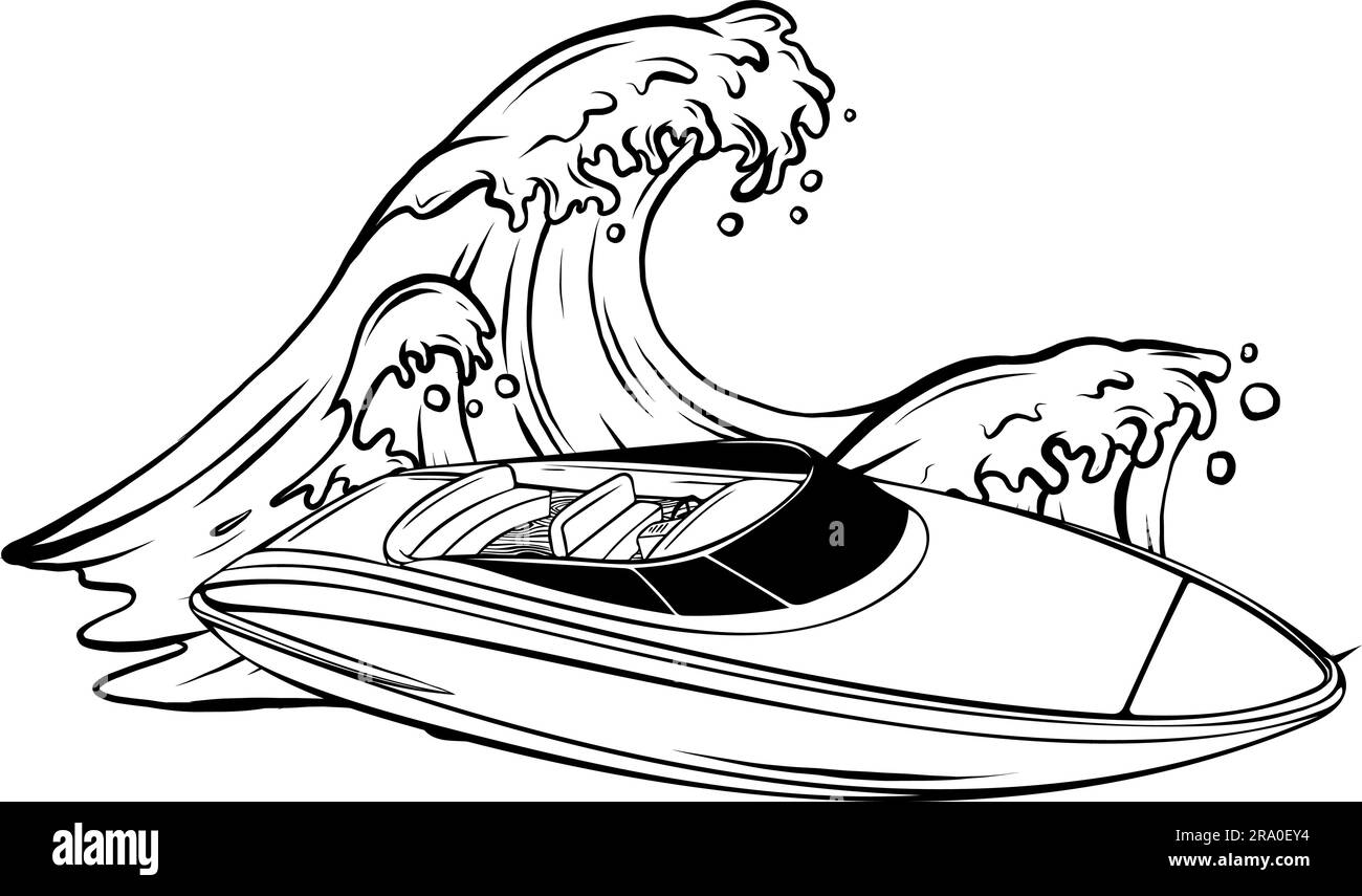 Motoscafo, sagoma motoscafo, illustrazione vettoriale motoscafo. Illustrazione Vettoriale