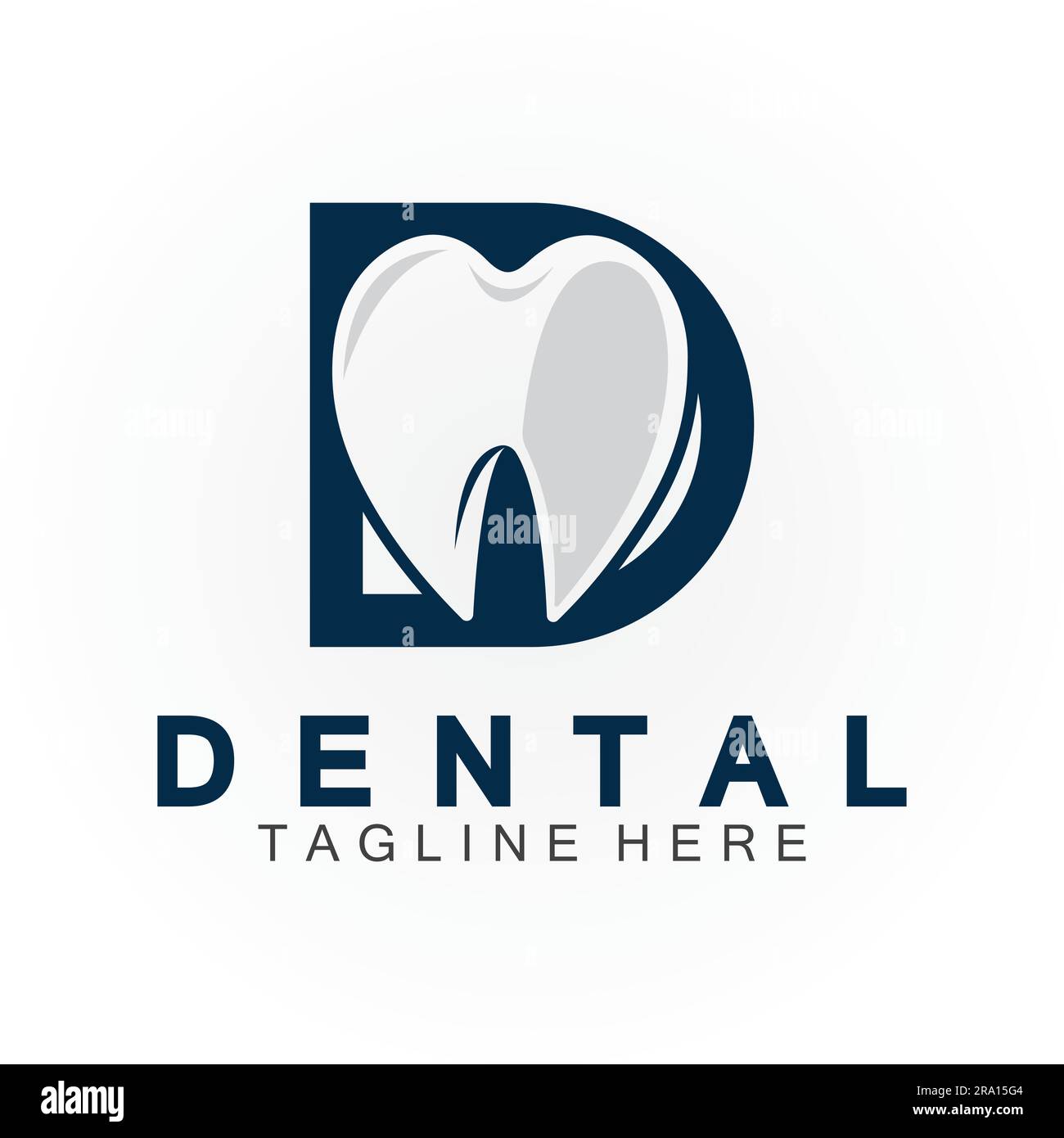 Lettera D iniziale con icona dentale a forma di logo vettoriale disegno illustrazione adatto per la salute dentale, clinica dentista, cure dentali. Illustrazione Vettoriale
