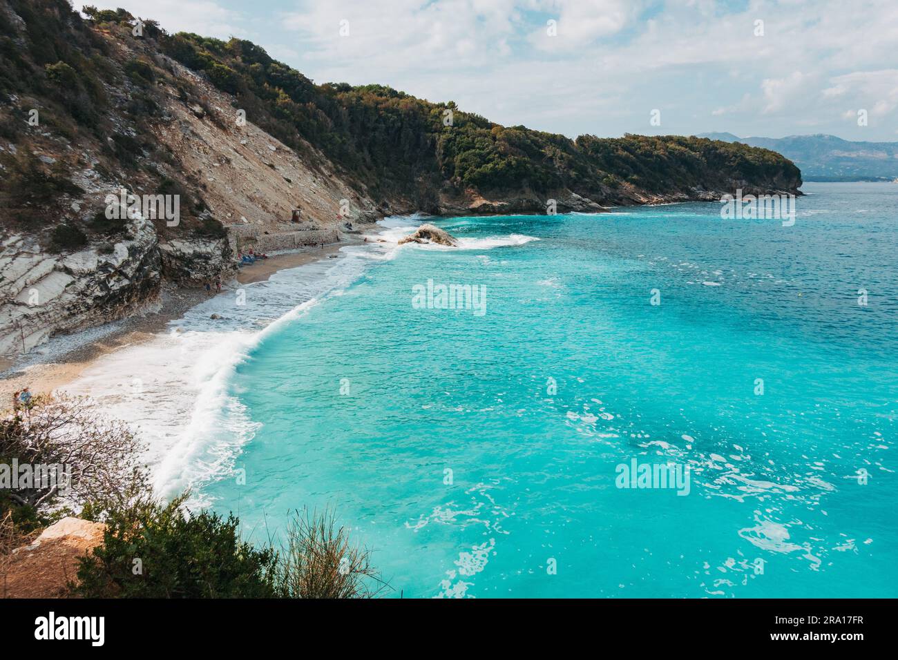 Spiaggia di Pulëbardha a Ksamil, Albania Foto Stock
