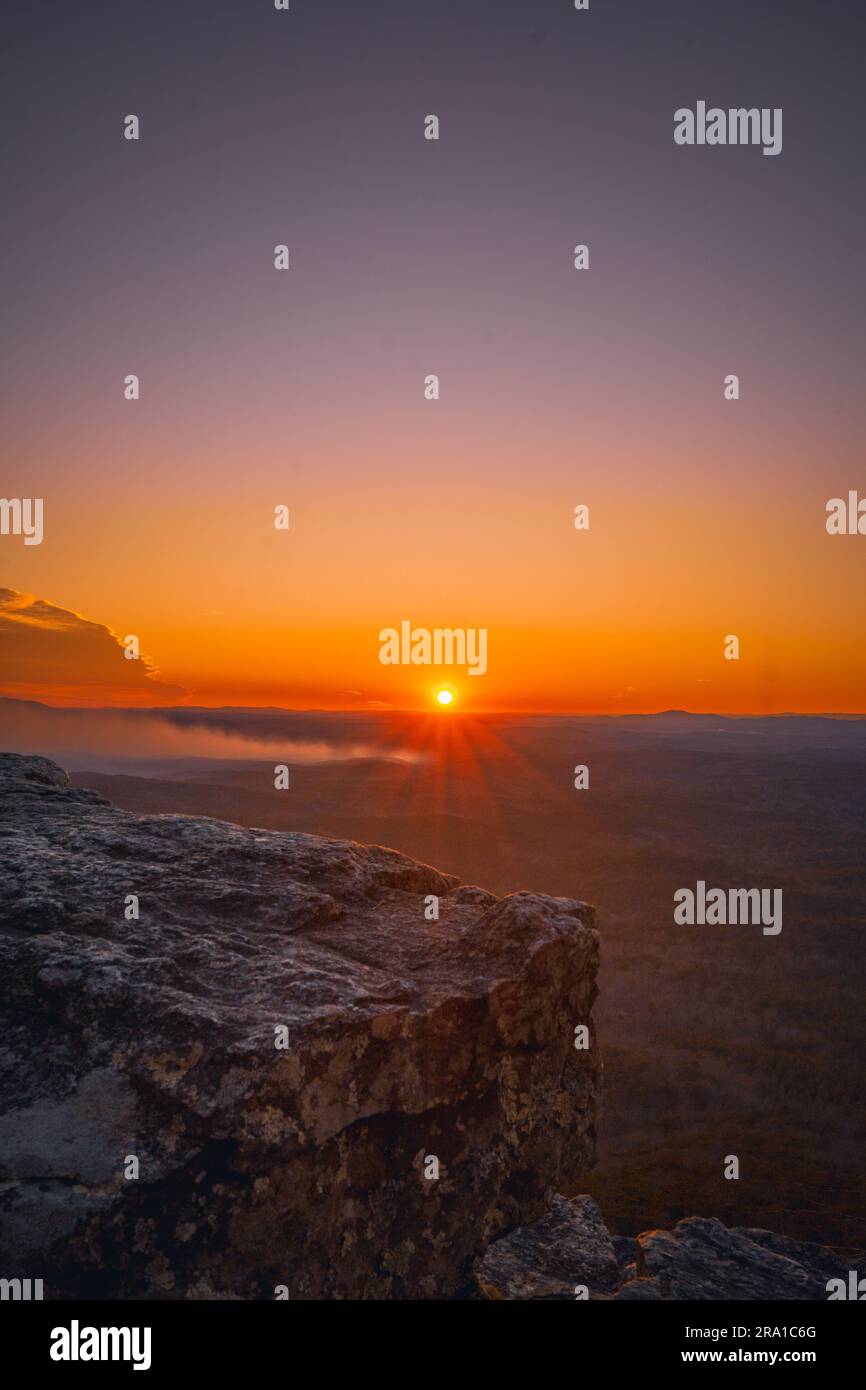 Pulpit Rock sul Monte Cheaha al tramonto Foto Stock