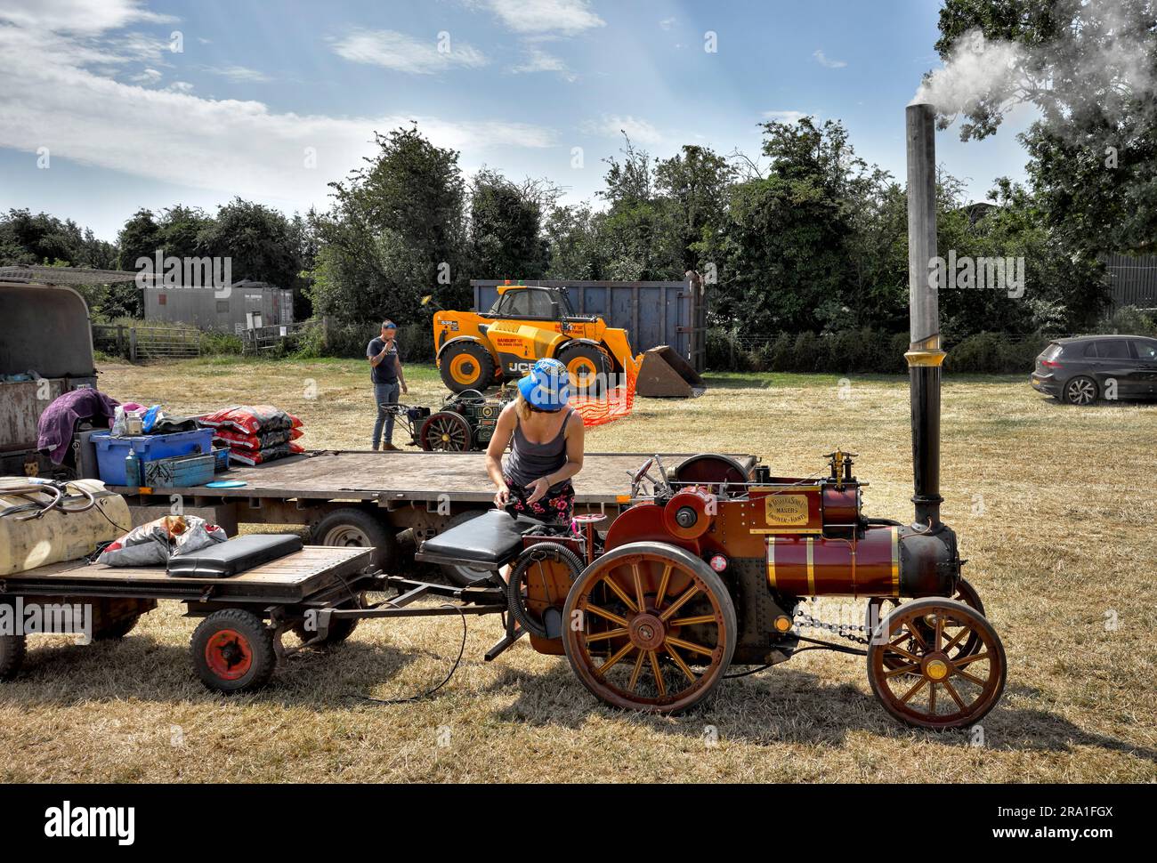 Steam Traction Engine, modello in scala in miniatura, esposizione del vapore in Inghilterra, Regno Unito Foto Stock