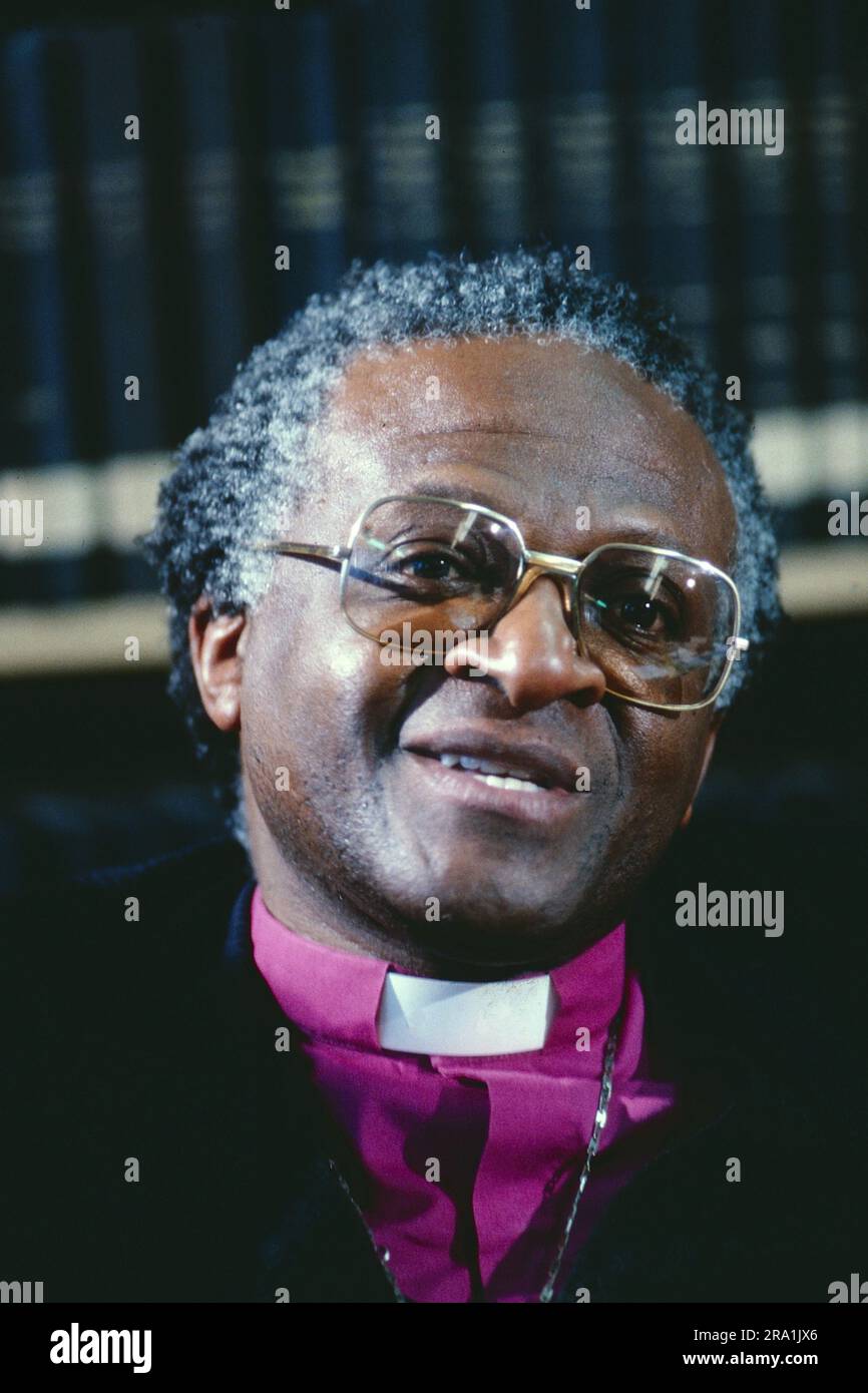 Desmond Tuto, auch Bischof Desmond Tutu, südafrikanischer anglikanischer Geistlicher und Menschenrechtsaktivist, Friedensnobelpreisträger nel 1984, Ritratto, circa 1985. Foto Stock