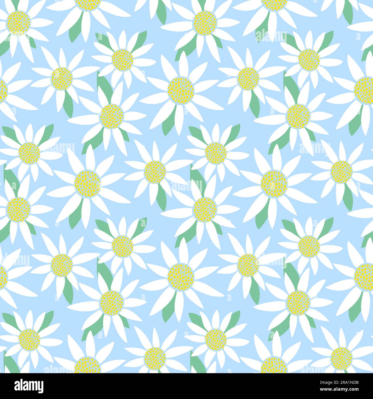 Motivo fiore di camomilla senza cuciture. Daisies delicato sfondo primaverile. Stampa estiva floreale per tessuti, carta digitale, imballaggi e design del prodotto Illustrazione Vettoriale