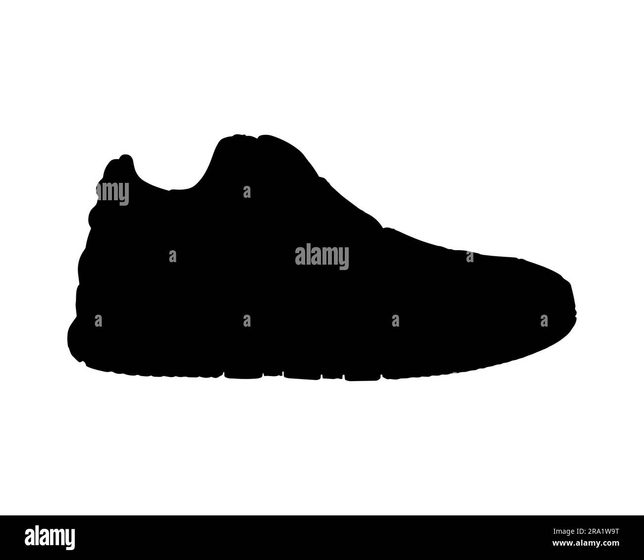 Silhouette di sneakers per lo sport e per l'uso quotidiano in ambienti urbani Illustrazione Vettoriale