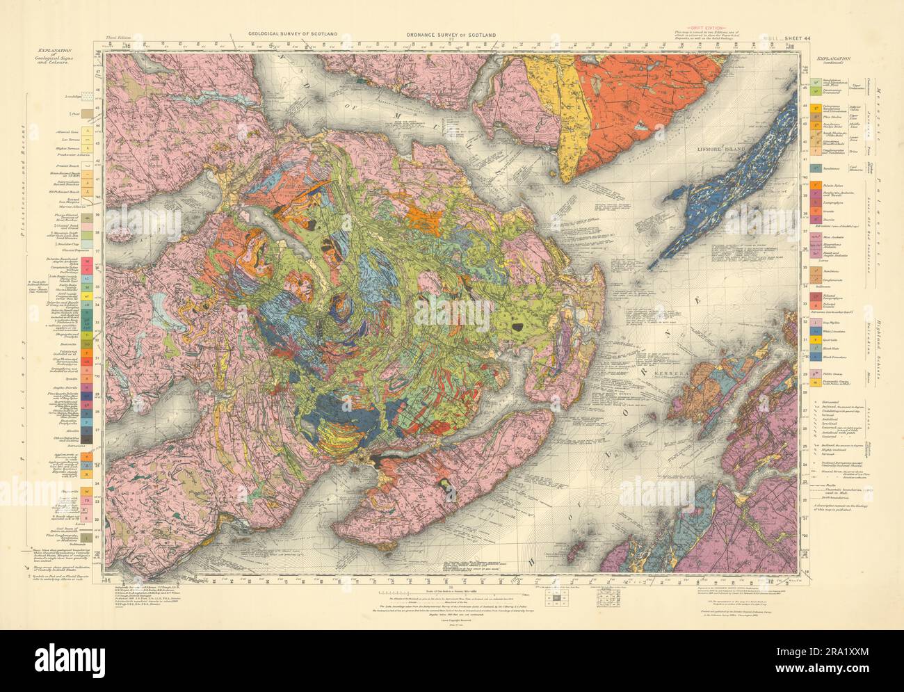 Mull. Geological Survey mappa. Foglio 44. Scozia Oban Lismore Kerrara 1953 Foto Stock