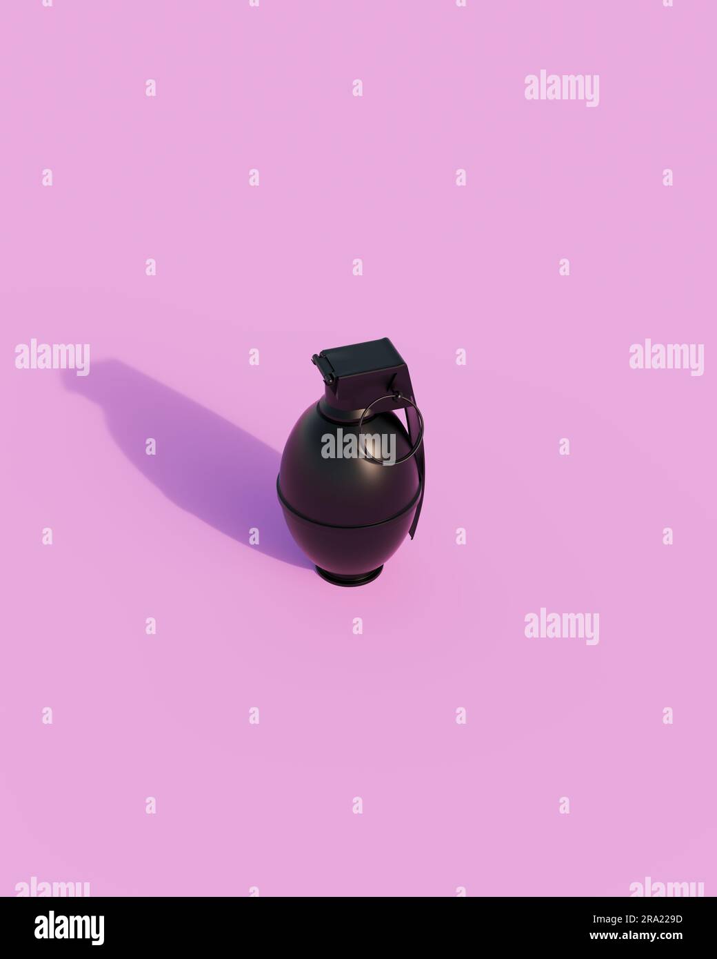 Black Shiny granata Concept arma Sunlight gen z sfondo rosa illustrazione 3d rendering digitale Foto Stock