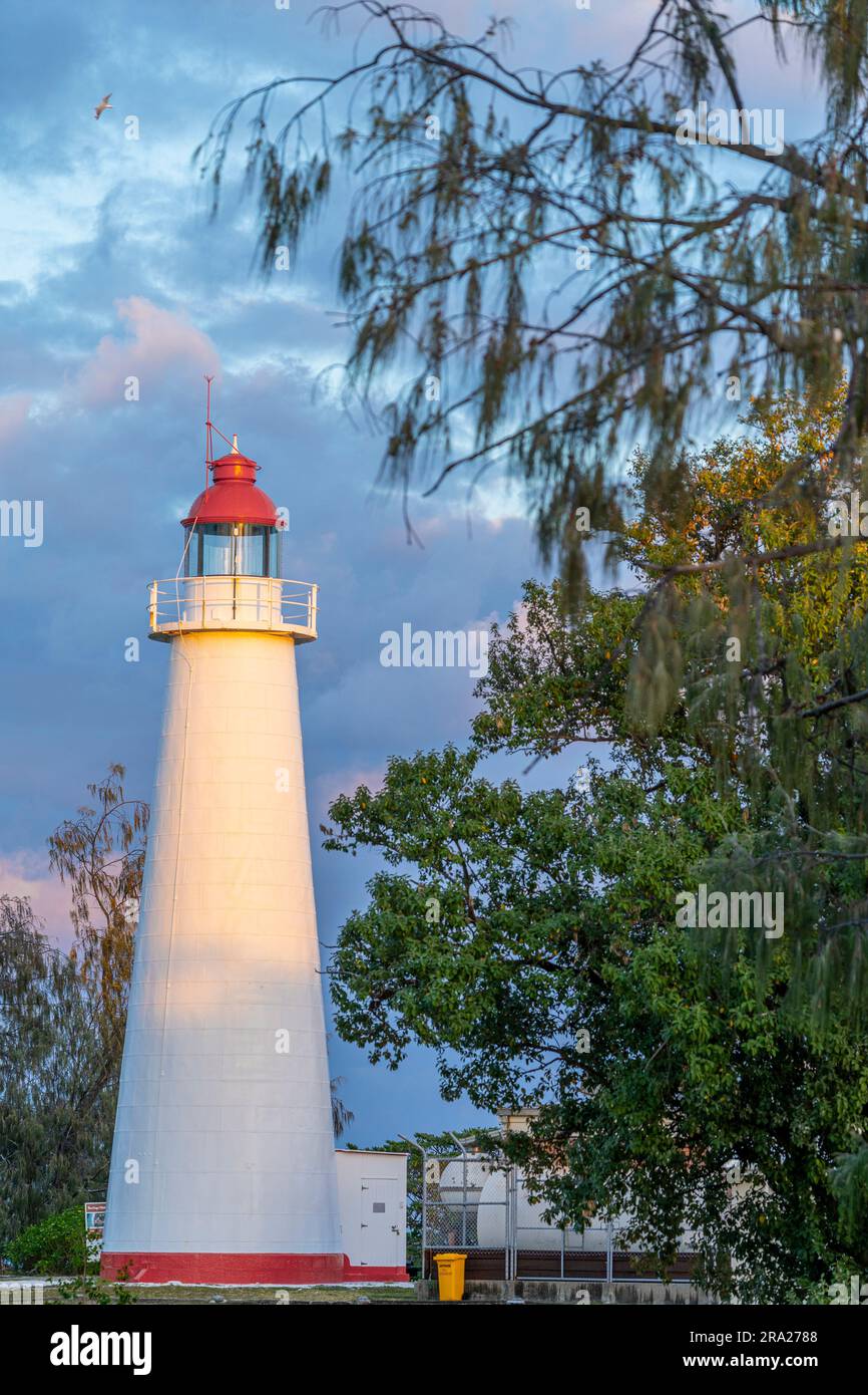 Faro di Lady Elliot Island, sito patrimonio dell'umanità, Lady Elliot Island, Queensland, Australia Foto Stock