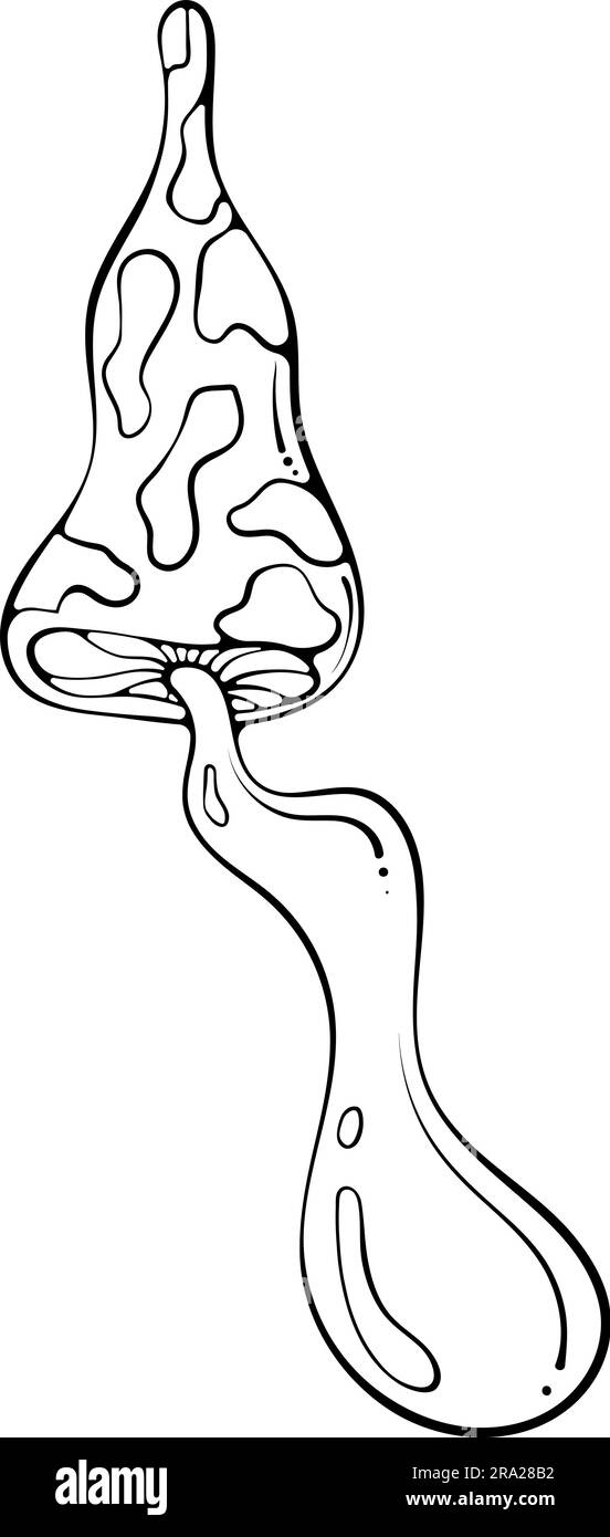 Linea di funghi lunghi hippie grovigliati Illustrazione Vettoriale