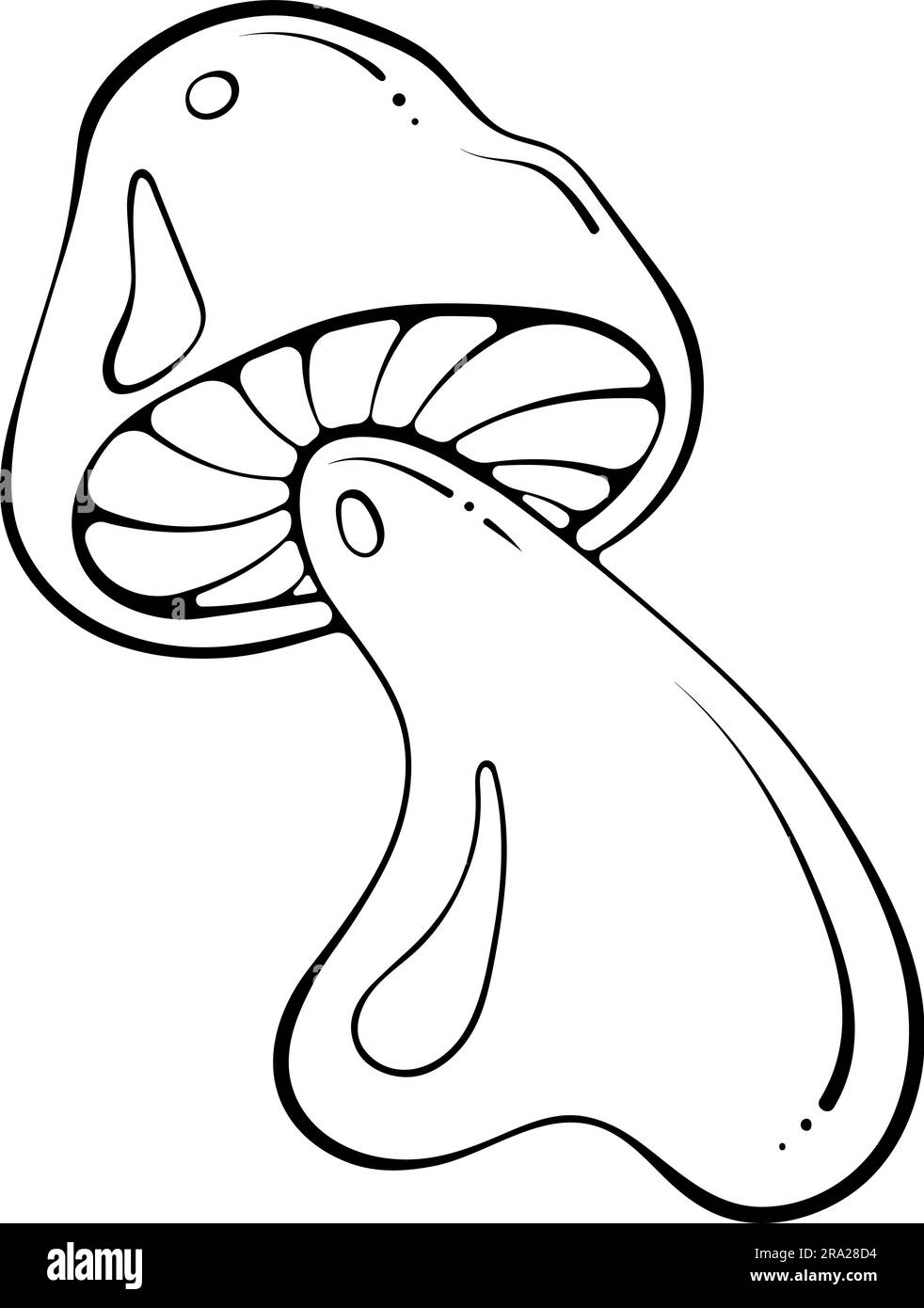 Linea di funghi hippie groovy Illustrazione Vettoriale