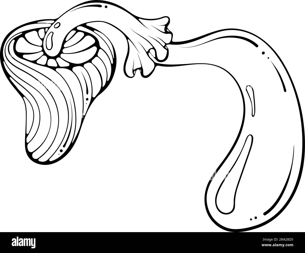 Linea di funghi curvi hippie grovigliati Illustrazione Vettoriale