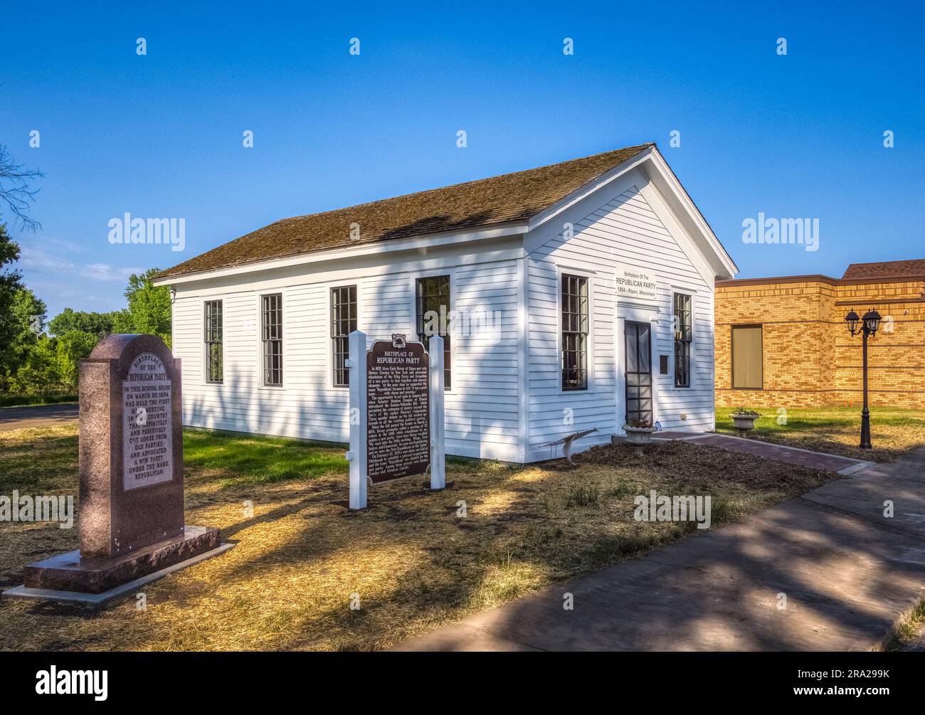 La Little White Schoolhouse è il luogo di nascita del Repubblicano Party Muweum & Legacy Center a Ripon, Wisconsin Foto Stock