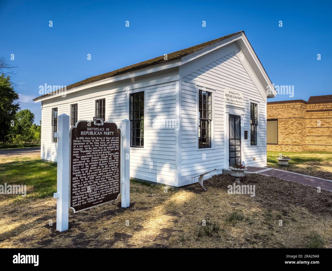 La Little White Schoolhouse è il luogo di nascita del Repubblicano Party Muweum & Legacy Center a Ripon, Wisconsin Foto Stock