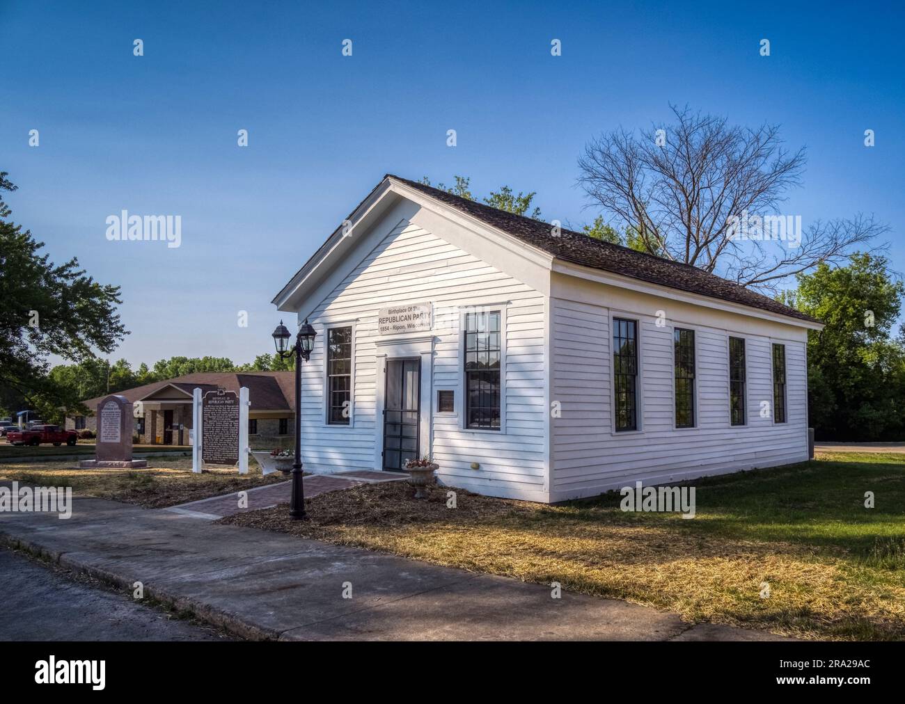La Little White Schoolhouse è il luogo di nascita del Repubblicano Party Muweum & Legacy Center a Ripon, Wisconsin Foto Stock