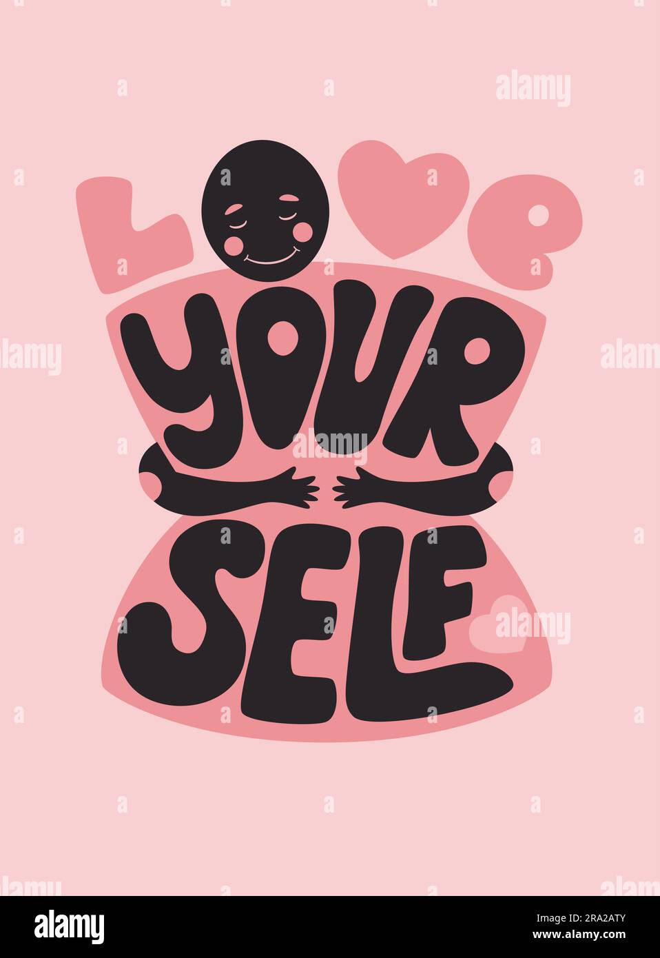 Lettering Phrase Love Yourself with Hags. Testo isolato su sfondo rosa.  Illustrazione vettoriale Immagine e Vettoriale - Alamy