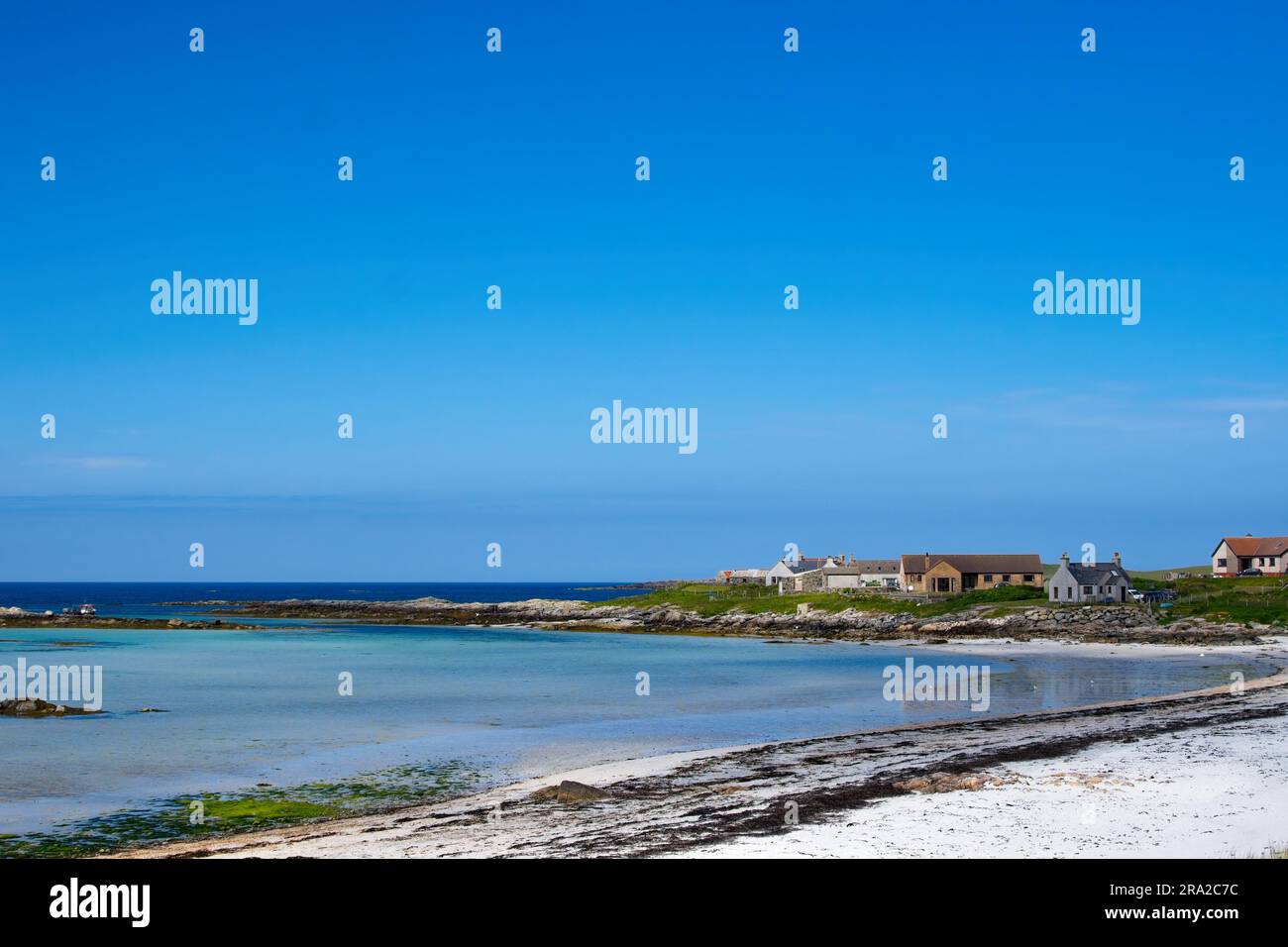 La spiaggia di Balranald si trova sul lato ovest dell'isola di North Uist, le Ebridi esterne. Parte della riserva Balranald RSPB. Foto Stock