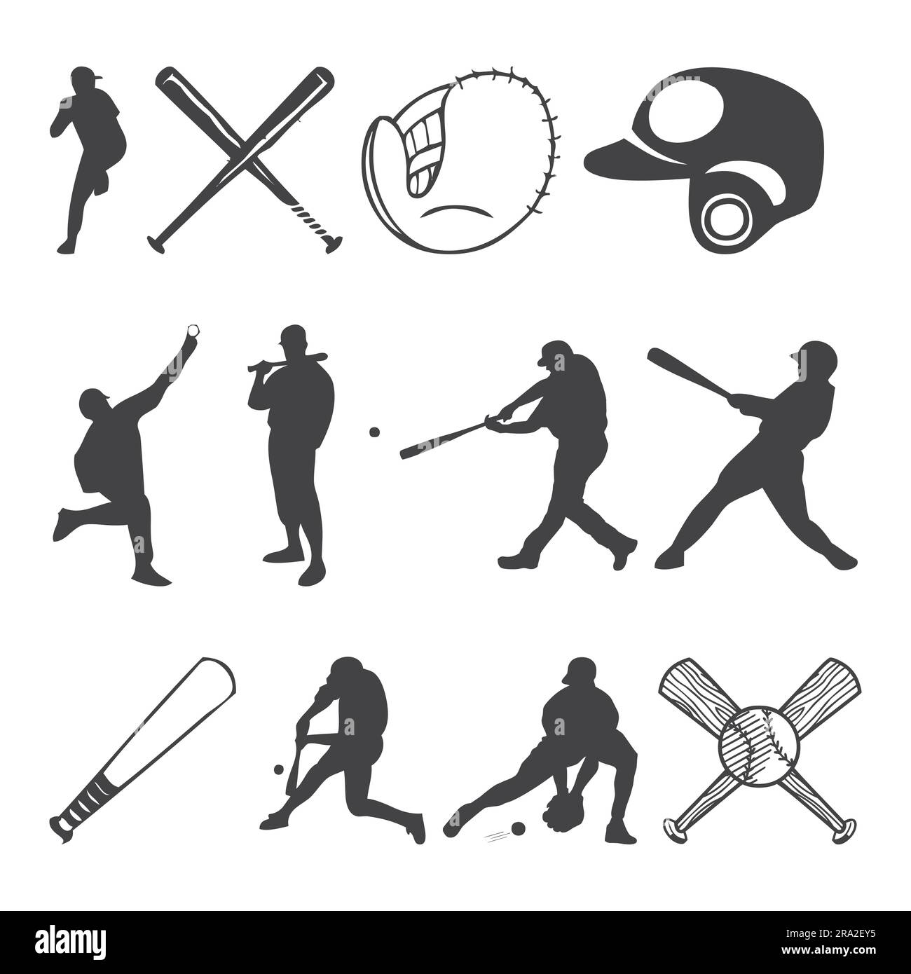 pacchetto vettoriale di baseball e icone Illustrazione Vettoriale pacchetto vettoriale di baseball e icone Illustrazione Vettoriale