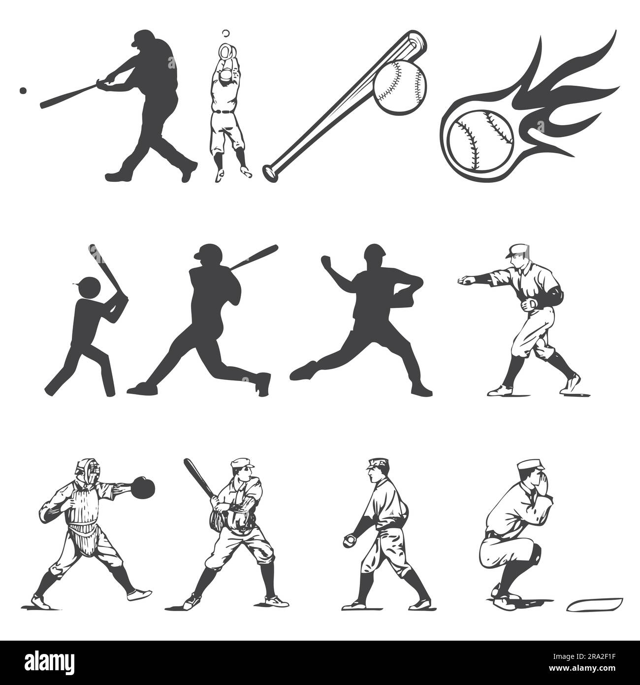 pacchetto vettoriale di baseball e icone Illustrazione Vettoriale pacchetto vettoriale di baseball e icone Illustrazione Vettoriale