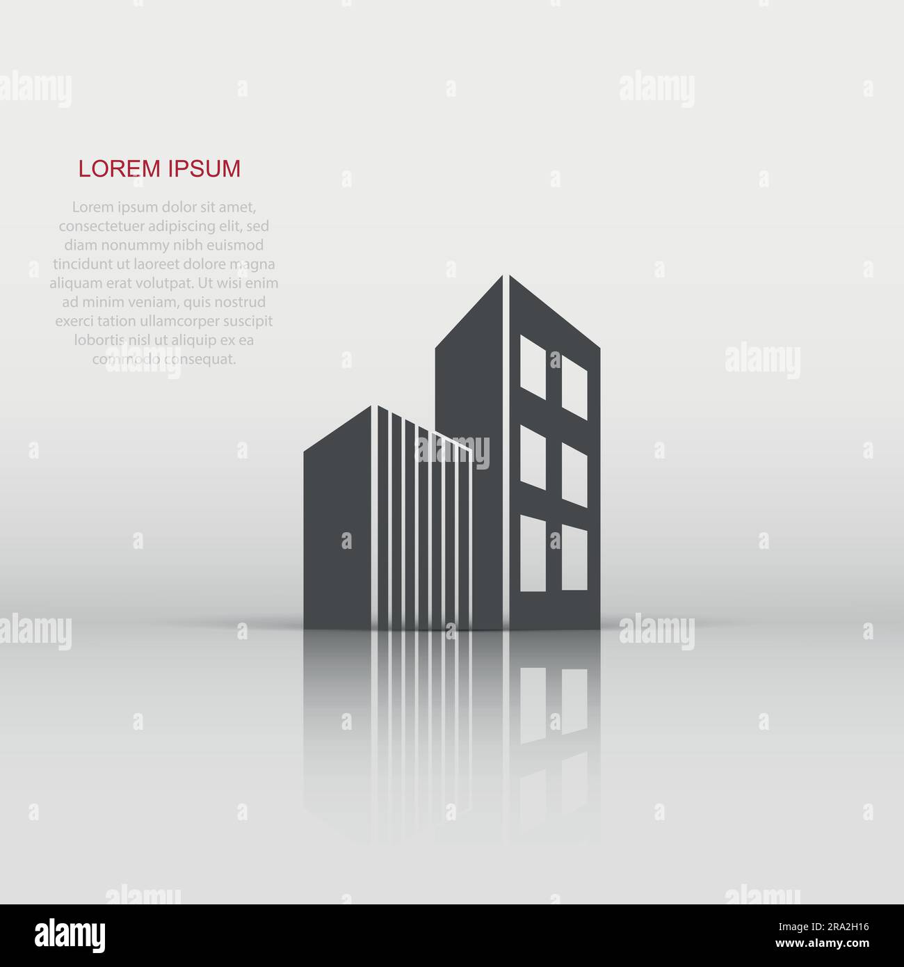 Icona di edificio in stile appartamento. Grattacielo illustrazione vettoriale bianco su sfondo isolato. Architettura il concetto di business. Illustrazione Vettoriale