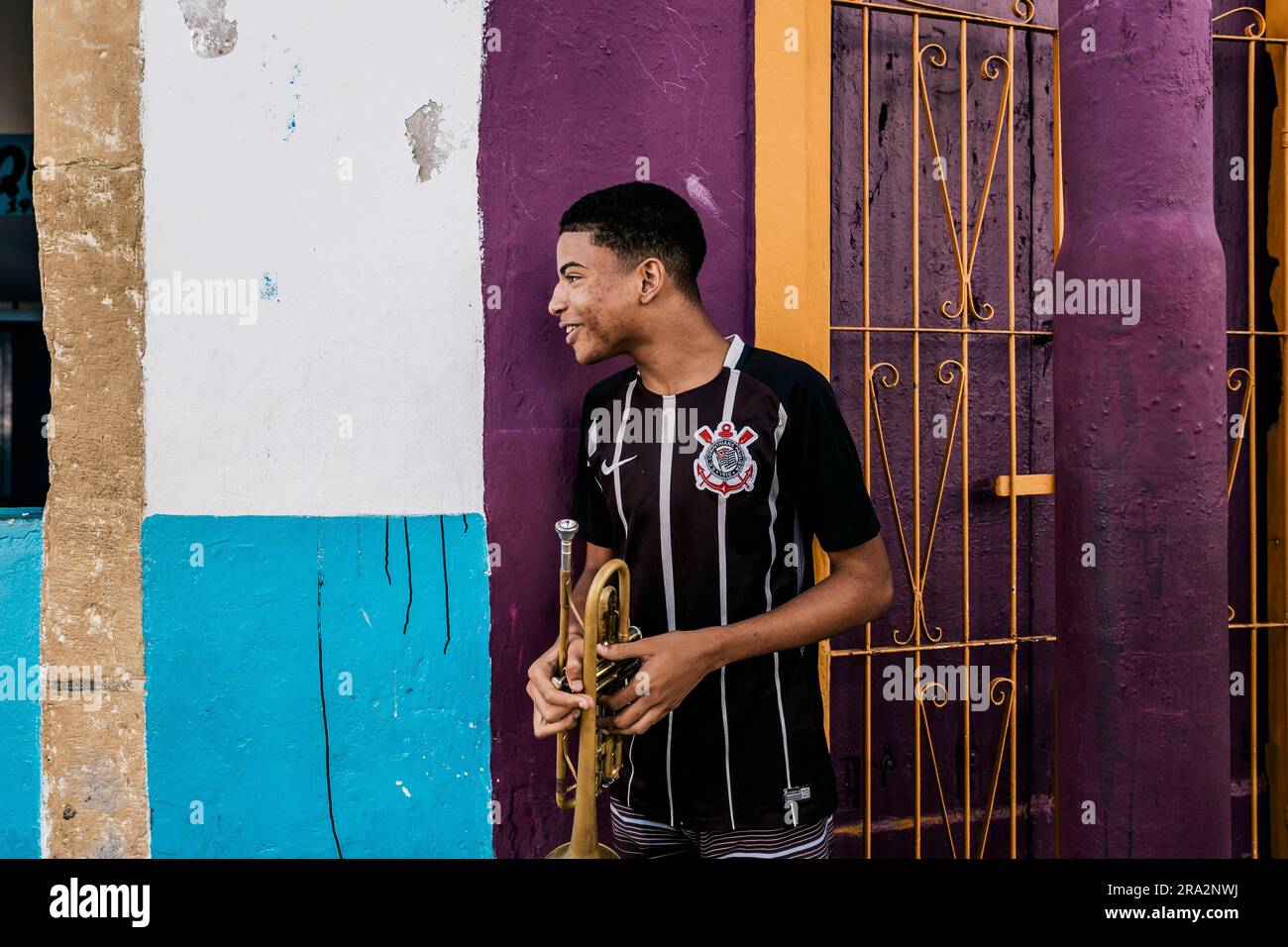Brasile, Nordeste, Recife, Musicien al Carnevale di Olinda Foto Stock