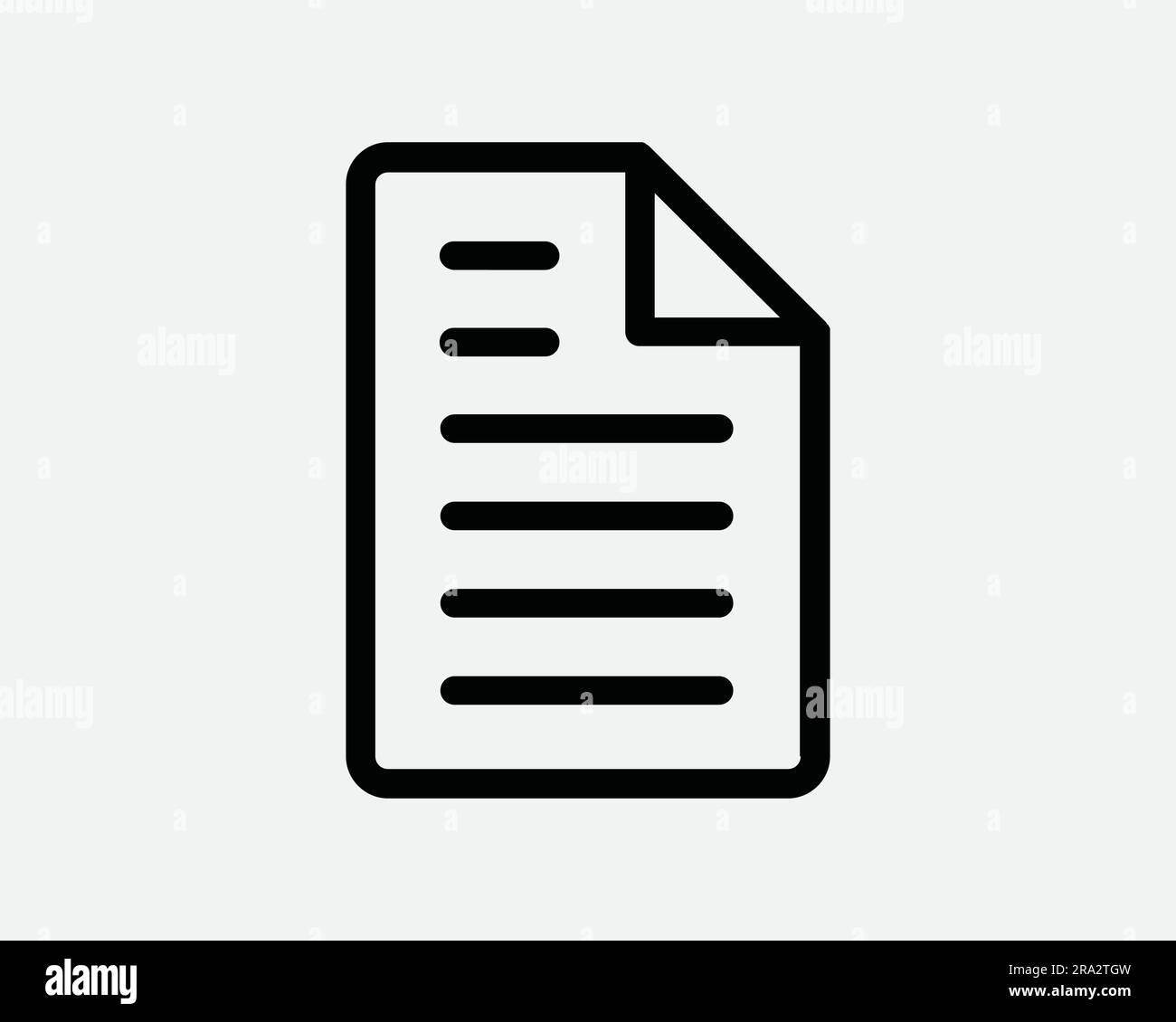 Icona documento. File di testo pagina rapporto contratto Nota Doc Word lettera modulo pagina profilo nero bianco grafica Clipart grafica simbolo etichetta EPS Illustrazione Vettoriale