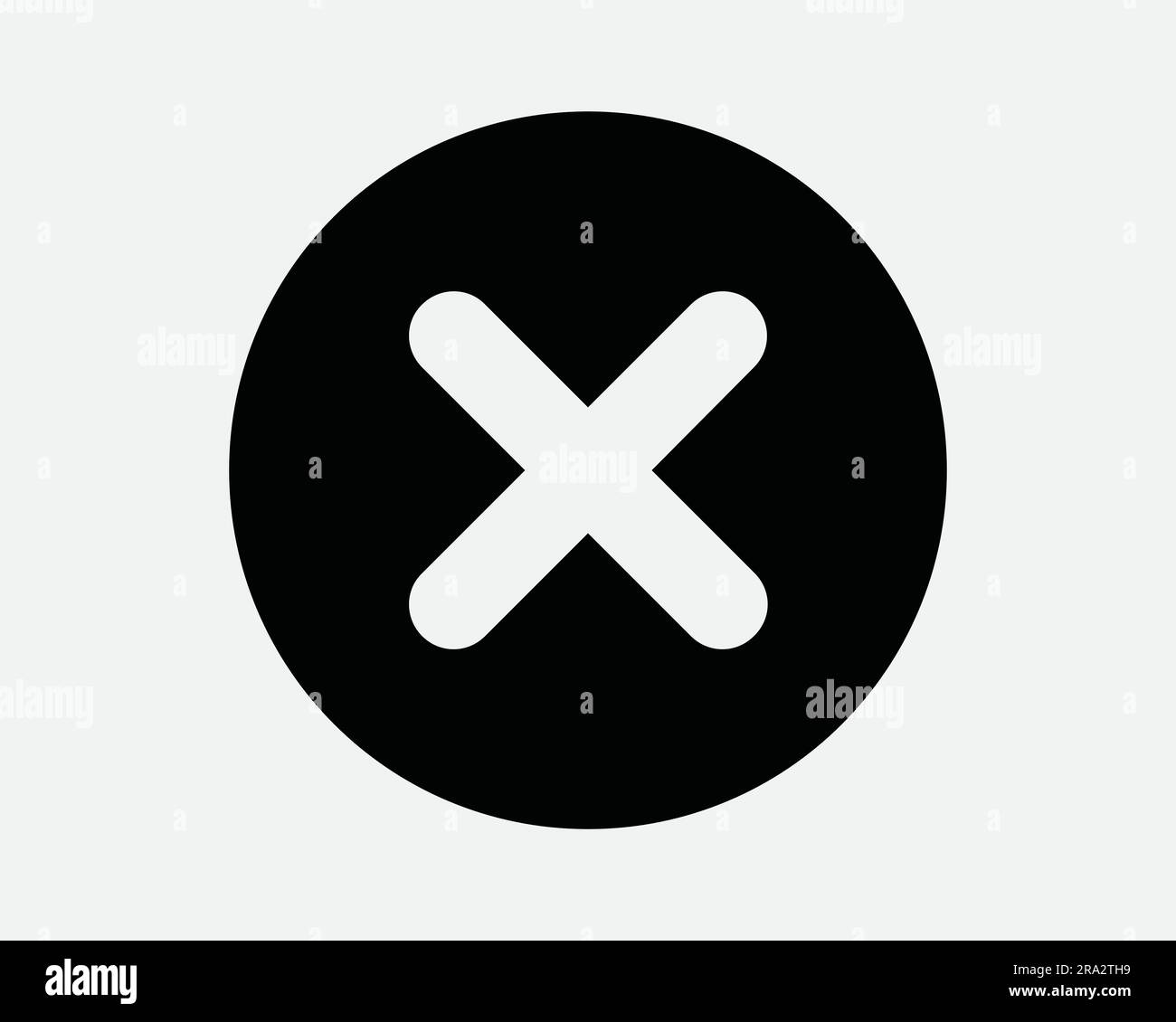 Icona cerchio trasversale. Rifiuto circolare non corretto Annulla rifiuto X rifiuto rifiuto rifiuto negativo. Grafica Clipart grafica bianco e nero simbolo EPS vettore Illustrazione Vettoriale