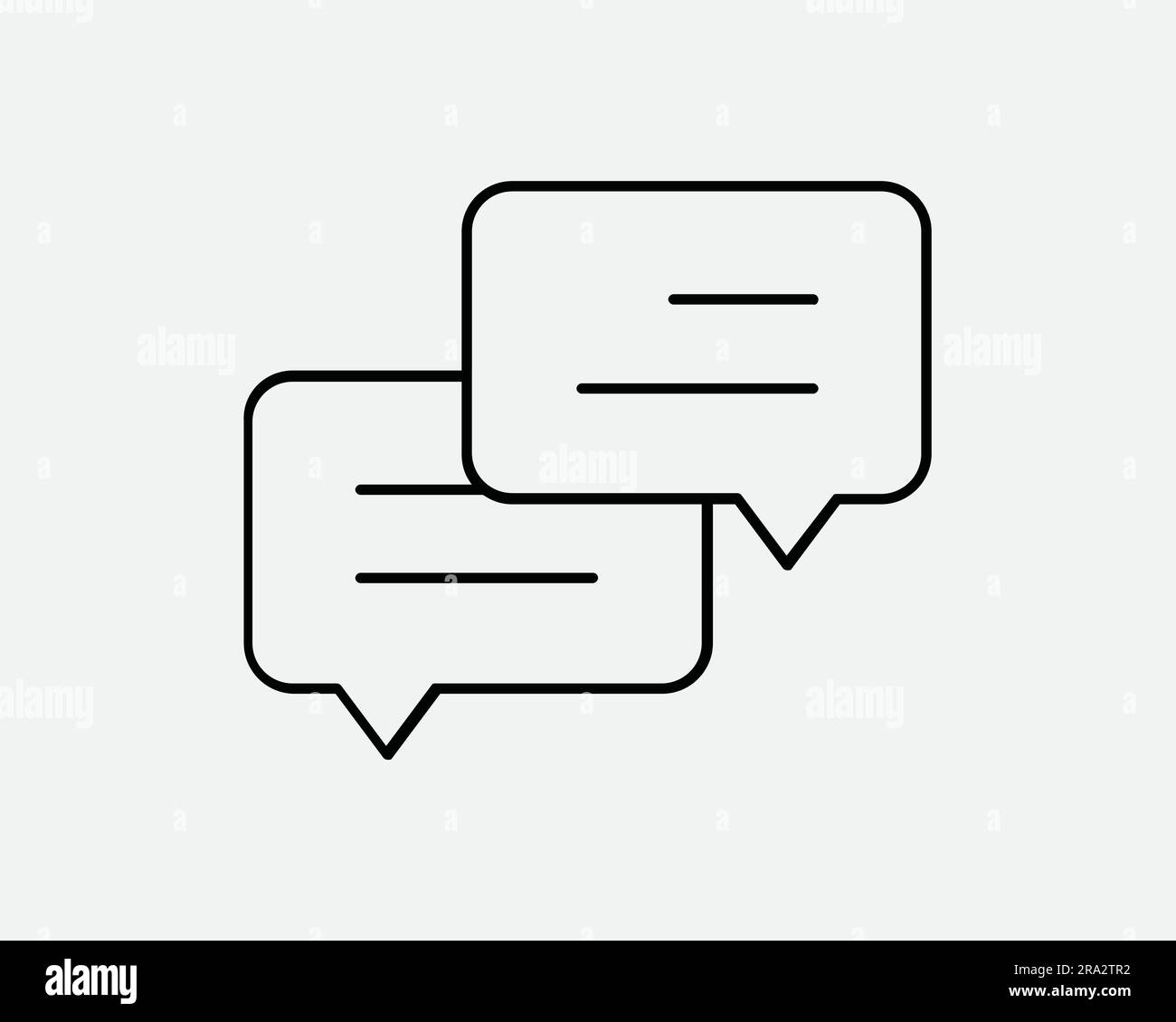 Icona di dialogo. Dialogo discorso Bubble Chat Box commento Forum messaggio comunicazione conversazione Nero bianco grafica grafica simbolo linea EPS vettore Illustrazione Vettoriale