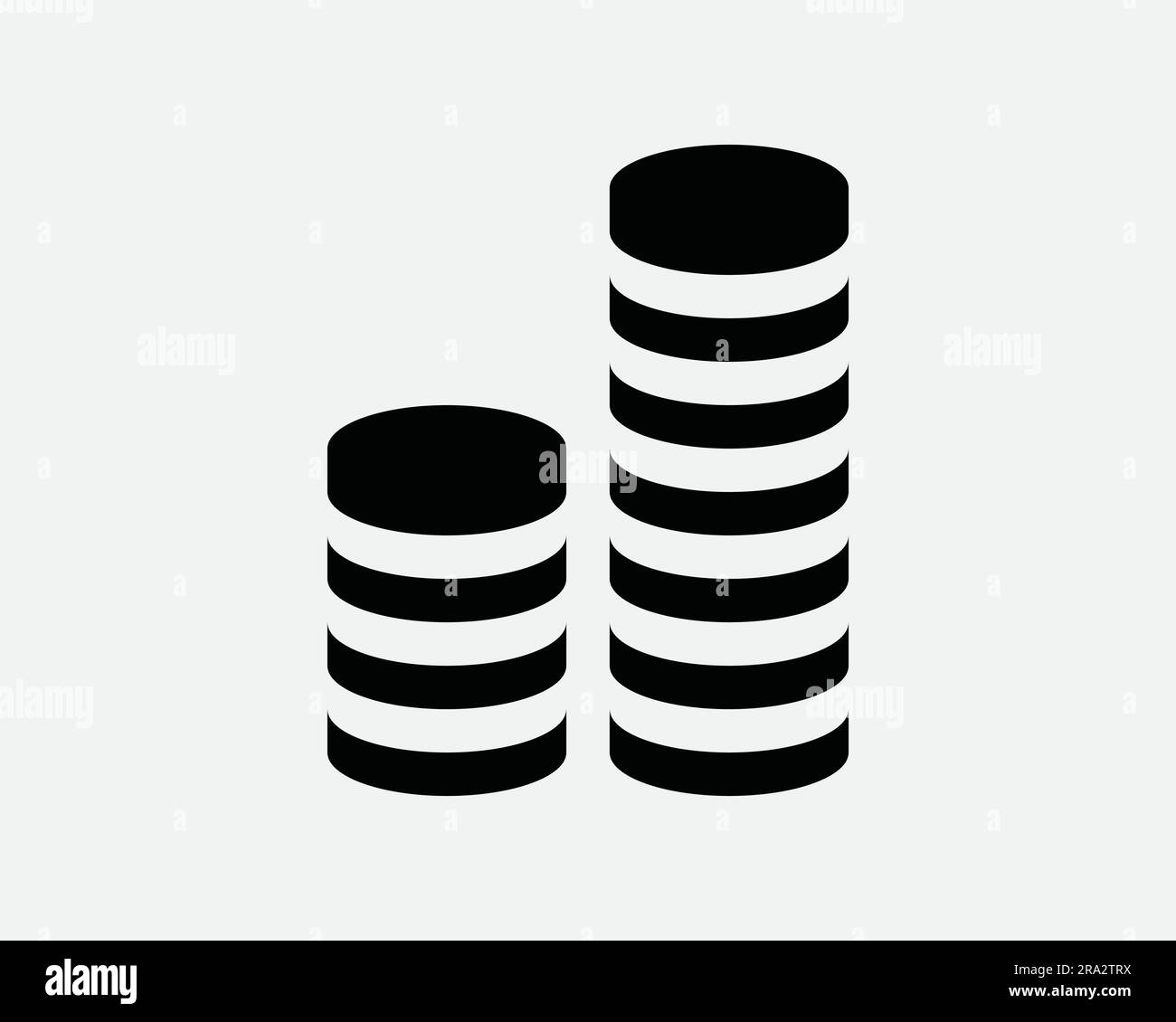 Icona monete. Money Finance Bank Banking Cash Stack Invest ricco reddito Pay Black White Graphic Clipart artwork Symbol Sign Vector EPS Illustrazione Vettoriale