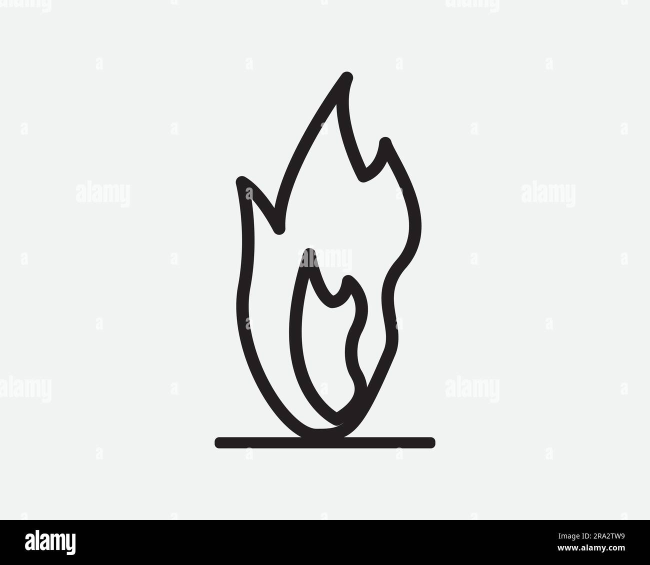Icona della linea del fuoco fuoco fuoco calore caldo passione Romance Burn Burning Light Blaze Line Outline Shape Black White Graphic Clipart artwork Symbol Sign Vector EPS Illustrazione Vettoriale