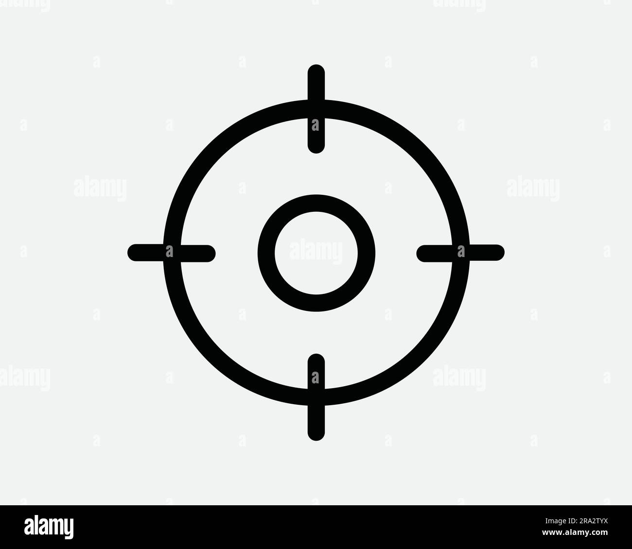 Icona a forma di croce rotonda. Mirino mirino mirino mirino mirino pistola militare sparare il cecchino Mark Point Nero bianco grafica Clipart grafica Symbol Sign Vector EPS Illustrazione Vettoriale